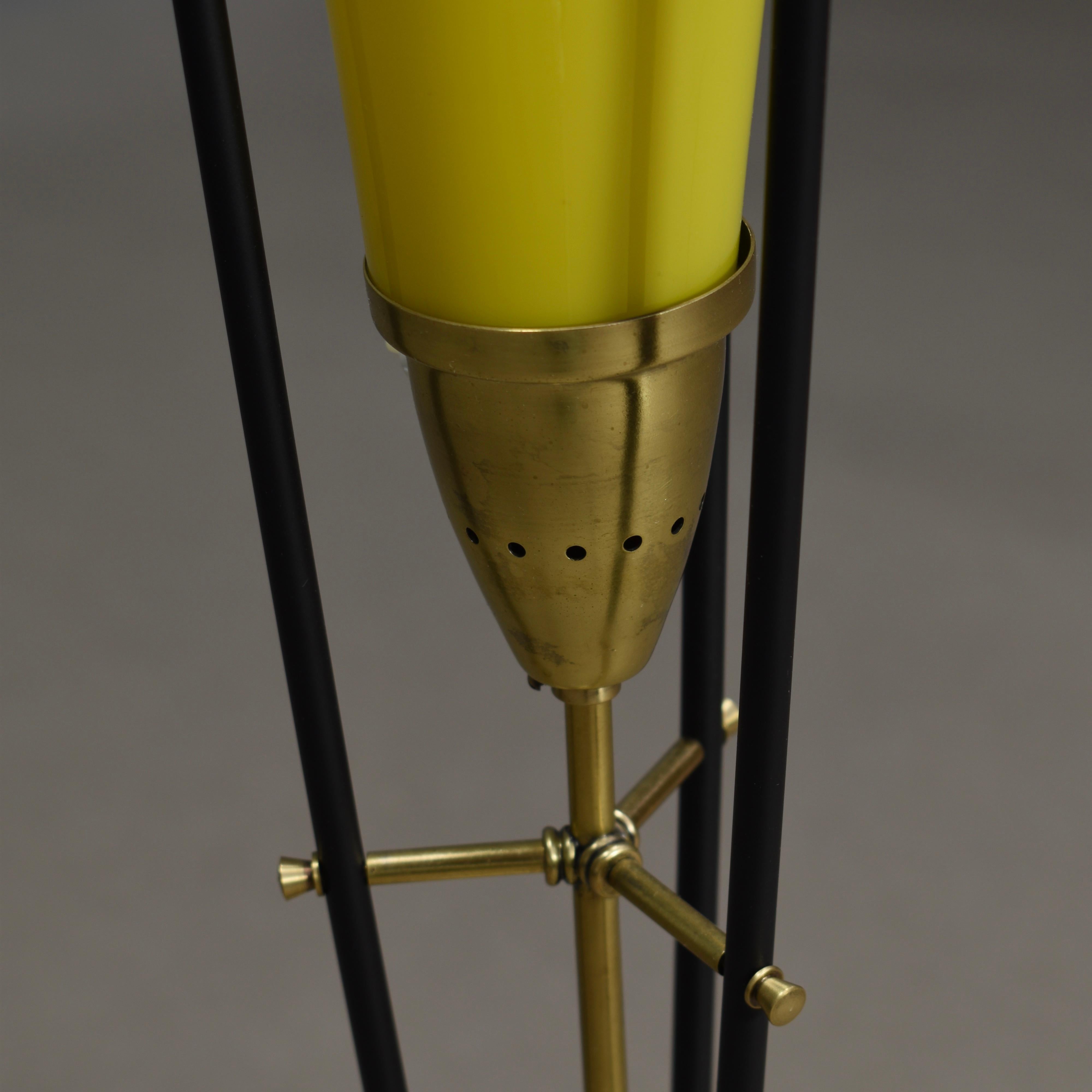 Alessandro Pianon for Vistosi Floor Lamp in Yellow Glass and Brass 1