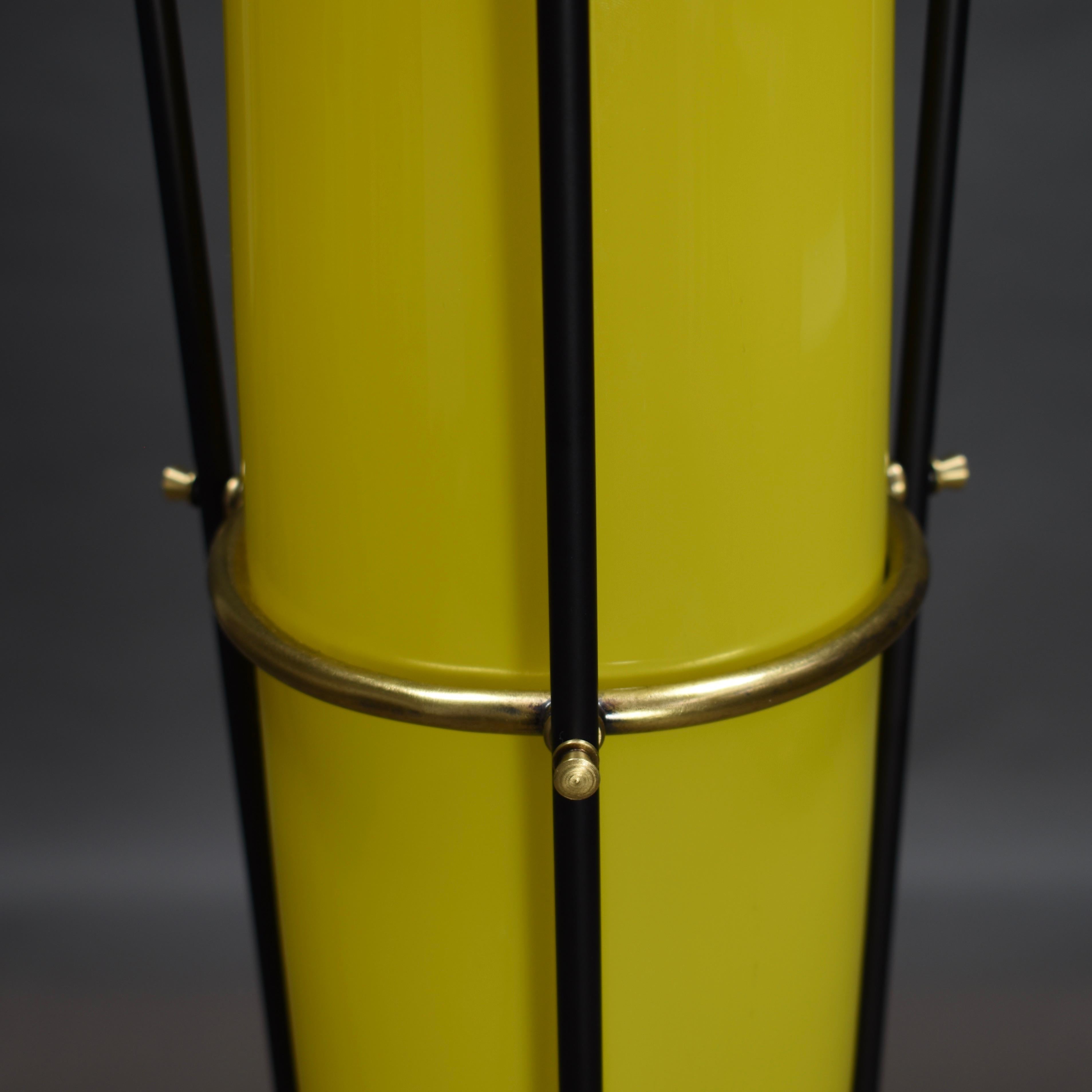Alessandro Pianon for Vistosi Floor Lamp in Yellow Glass and Brass 2