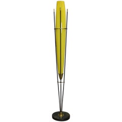 Vintage Alessandro Pianon for Vistosi Floor Lamp in Yellow Glass and Brass