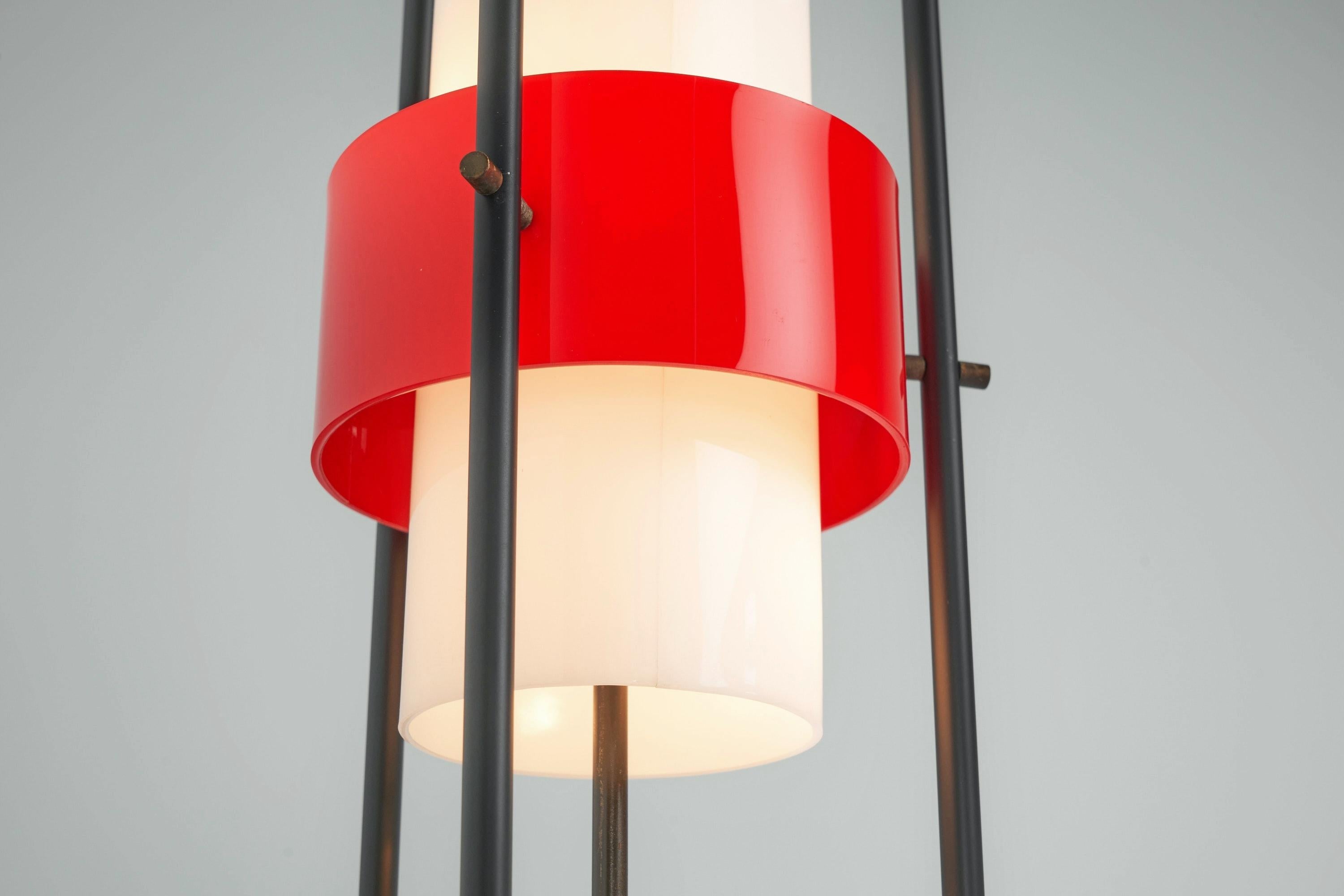 Stilnovo Floor Lamp in Red Perspex, Italy, 1955 1