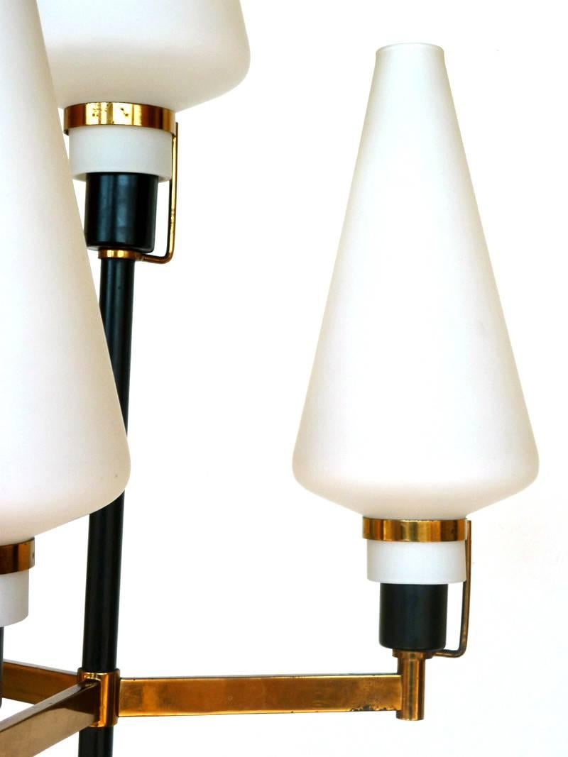 Mid-Century Modern Stilnovo Floor Lamp Italian Design, Midcentury Italy 1950s, Glass and Brass