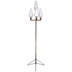Stilnovo Floor Lamp Italian Design, Midcentury Italy 1950s, Glass and Brass