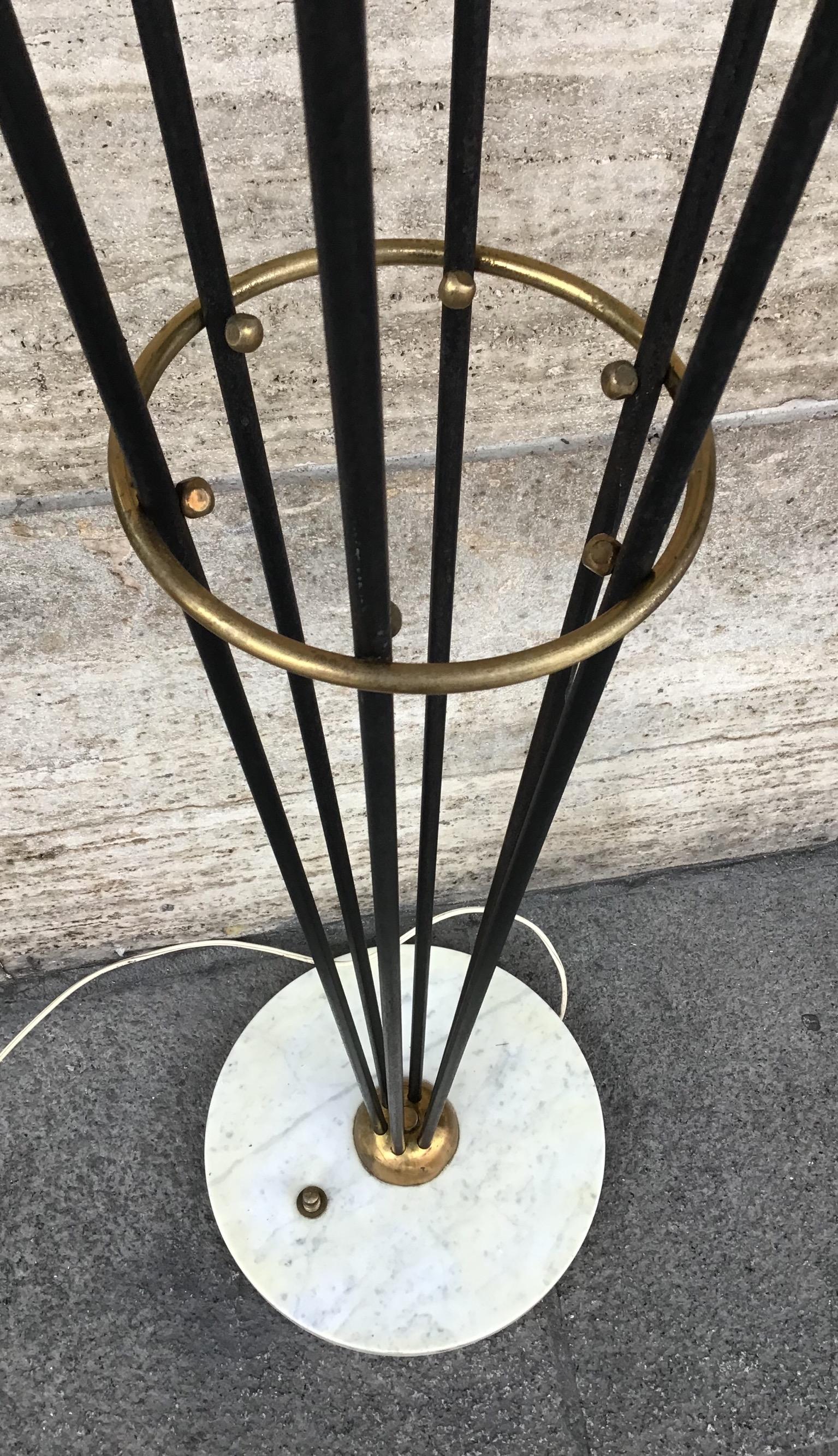 Stilnovo Floor Lamp Italian Iron Brass Marble Glass, 1950 3