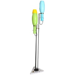 Stilnovo Floor Lamp Marble Brass Iron Glass, 1950, Italy