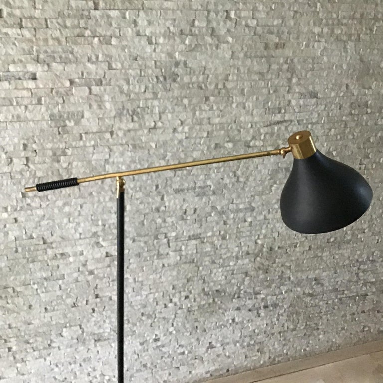 Other Stilnovo Floor Lamp Marble Brass Iron Metal, 1950, Italy