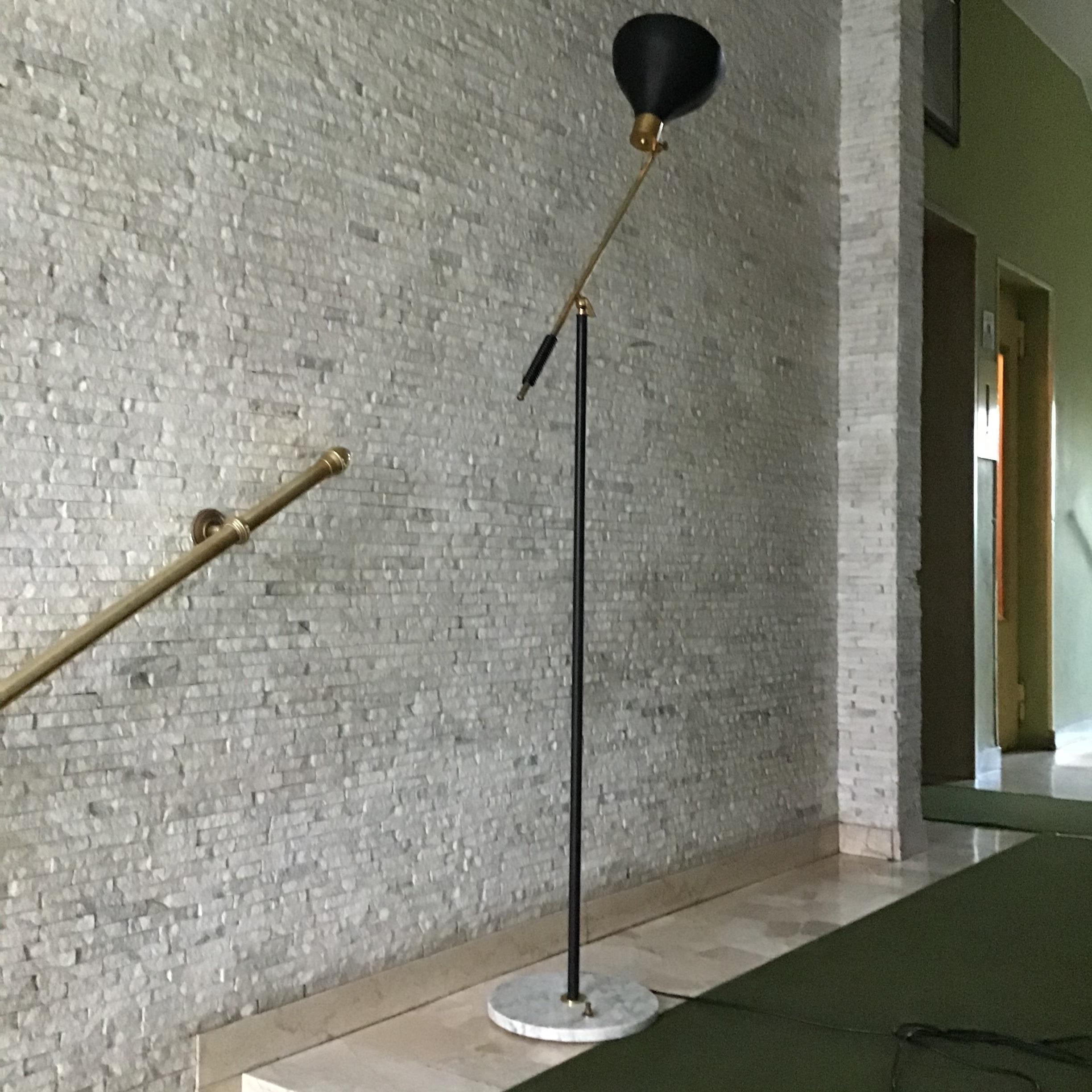 Other Stilnovo Floor Lamp Marble Brass Iron Metal, 1950, Italy