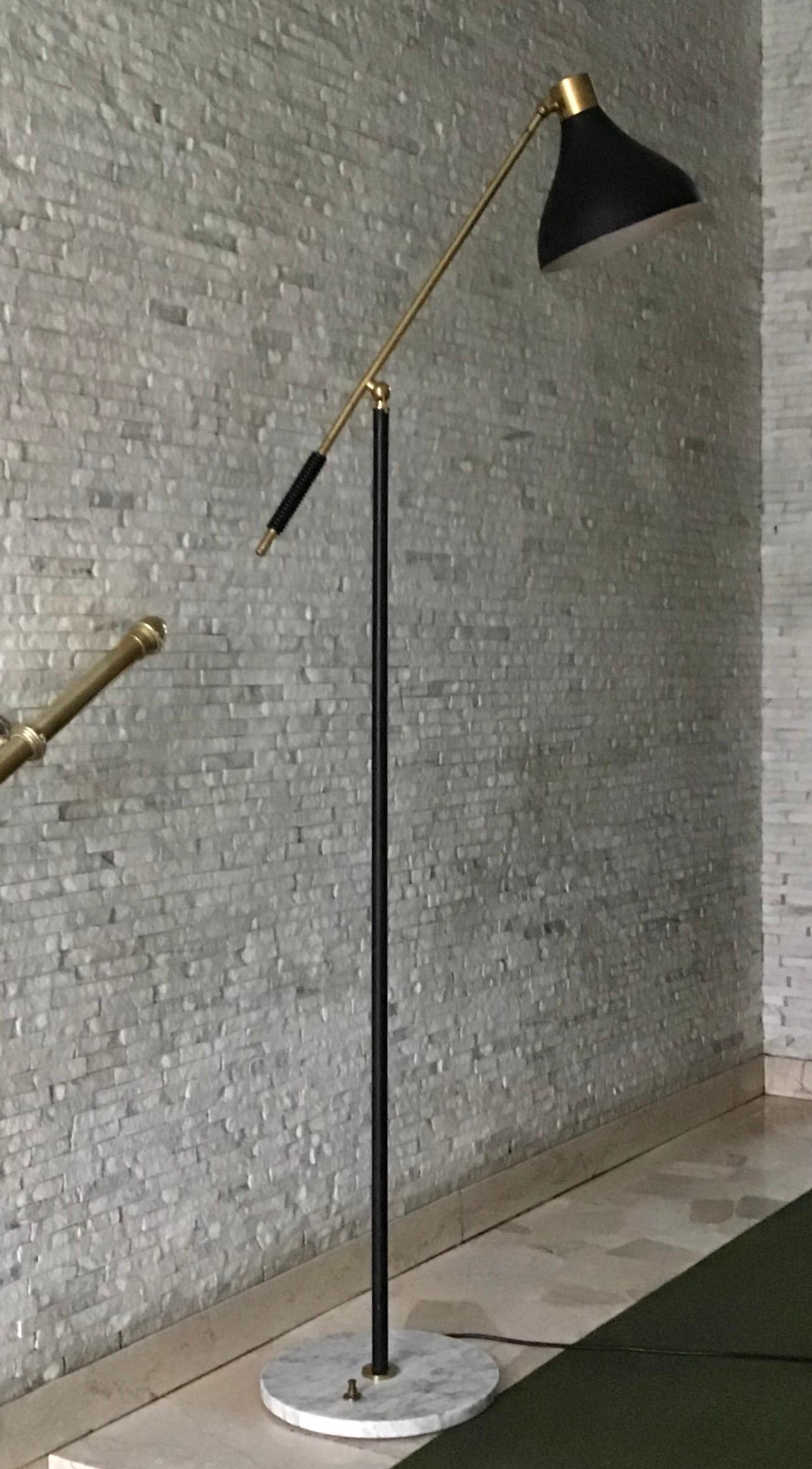 Stilnovo Floor Lamp Marble Brass Iron Metal, 1950, Italy 1