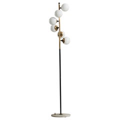 Stilnovo, Floor Lamp, Marble, Glass, Brass, Metal, Italy, 1950s