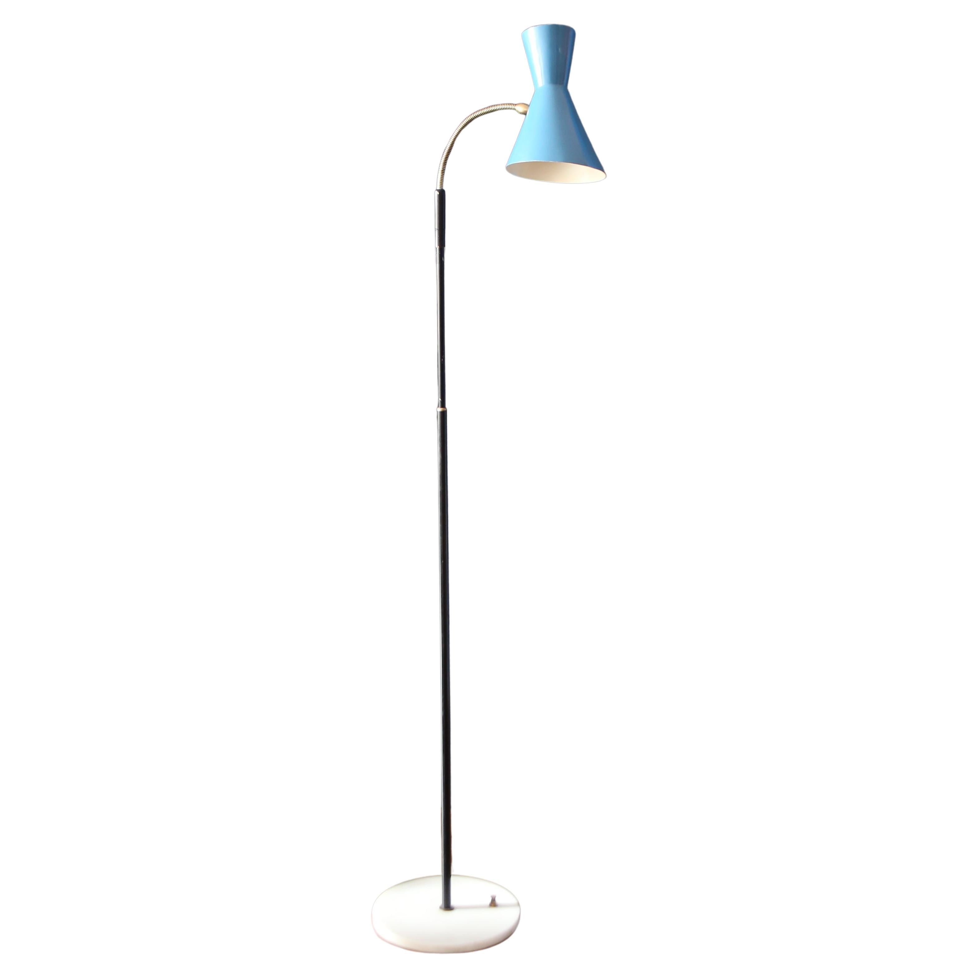 Stilnovo floor lamp with adjustable arm and marble base  mid-century. For Sale