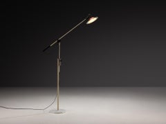 Stilnovo Floor Lamp with Red Shade and Marble Base