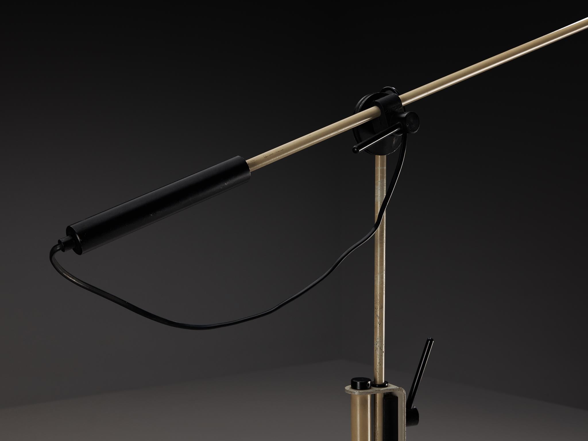 Stilnovo Floor Lamp with Red Shade and Marble Base For Sale at 1stDibs