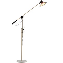 Stilnovo Floor Lamp with Red Shade and Marble Base