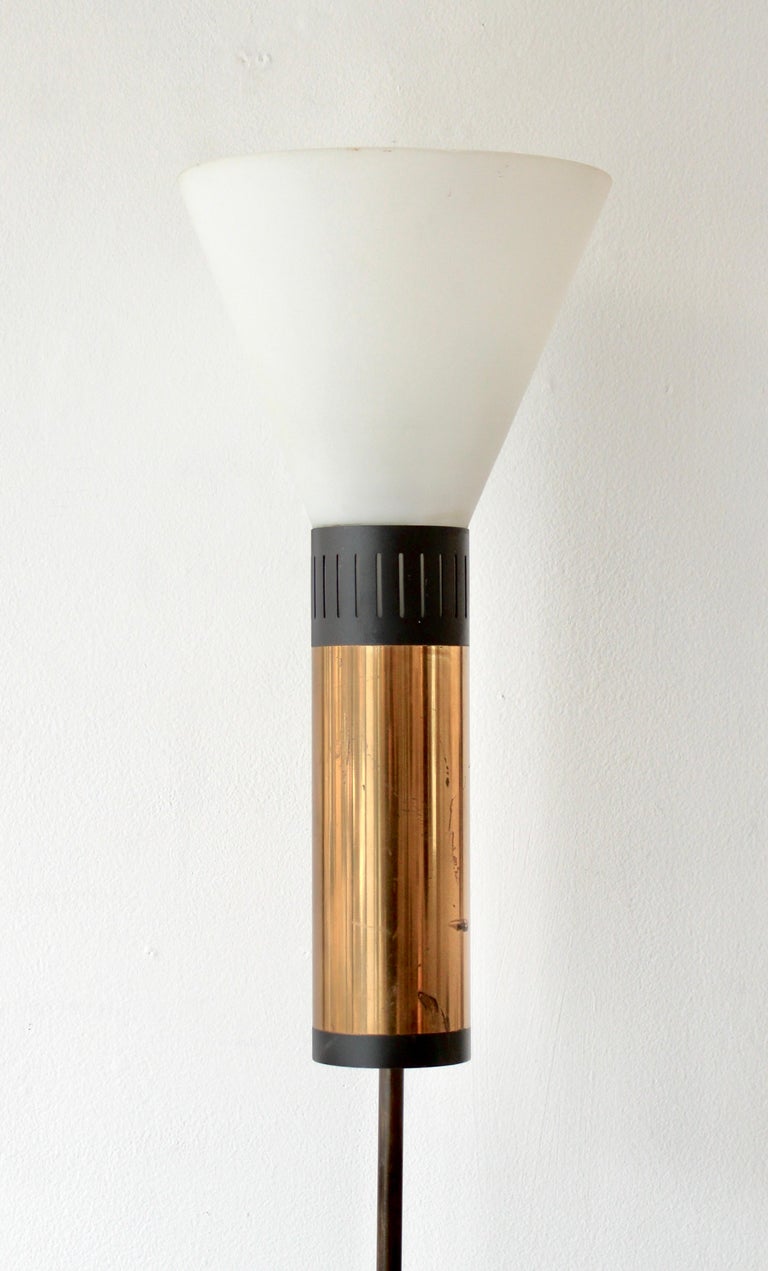 Stilnovo Floor Lamps Glass Diffusers Marble Base Tall Black Enameled