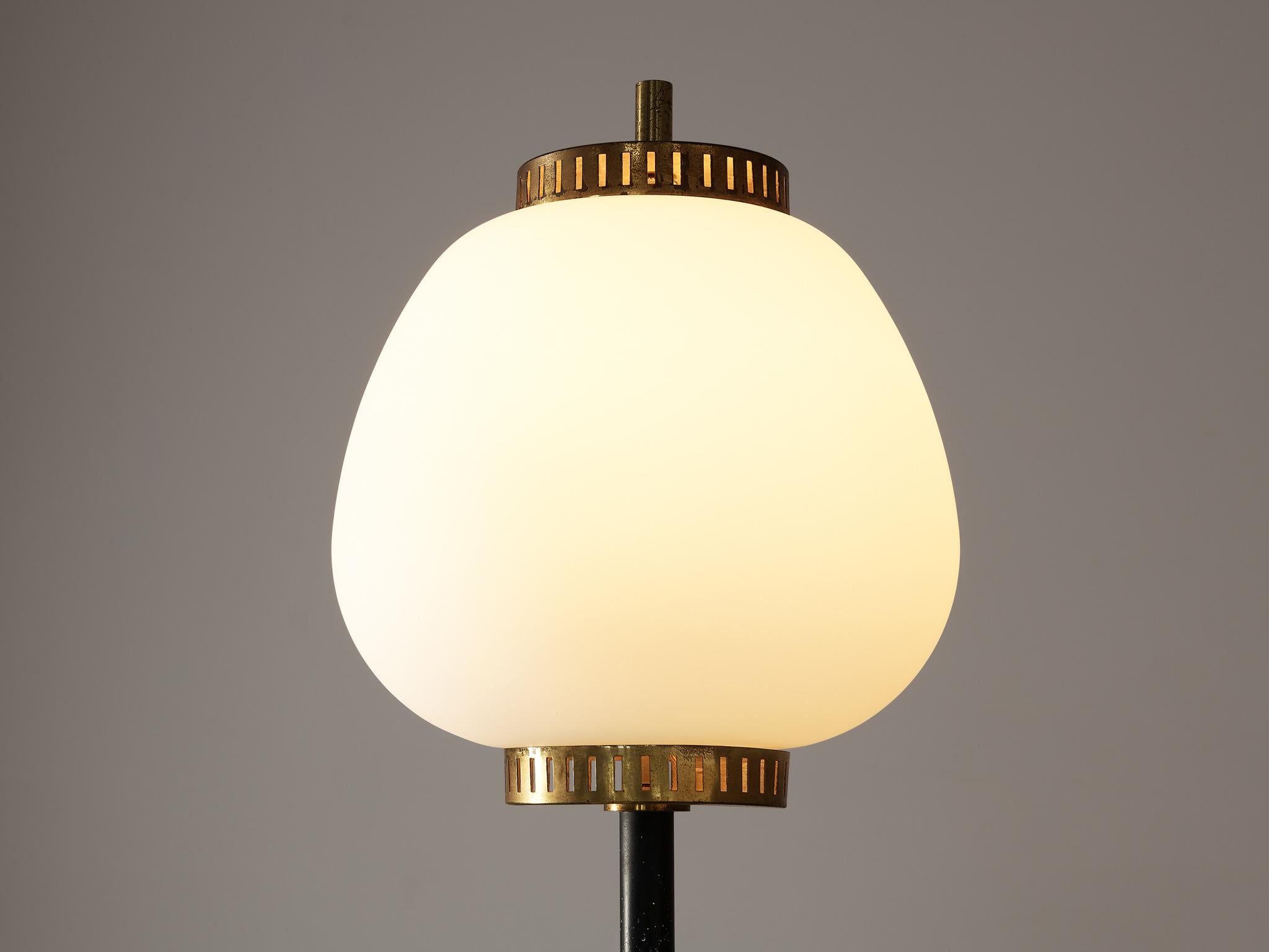 Mid-20th Century Stilnovo Floor Lamp in Opaline and Brass