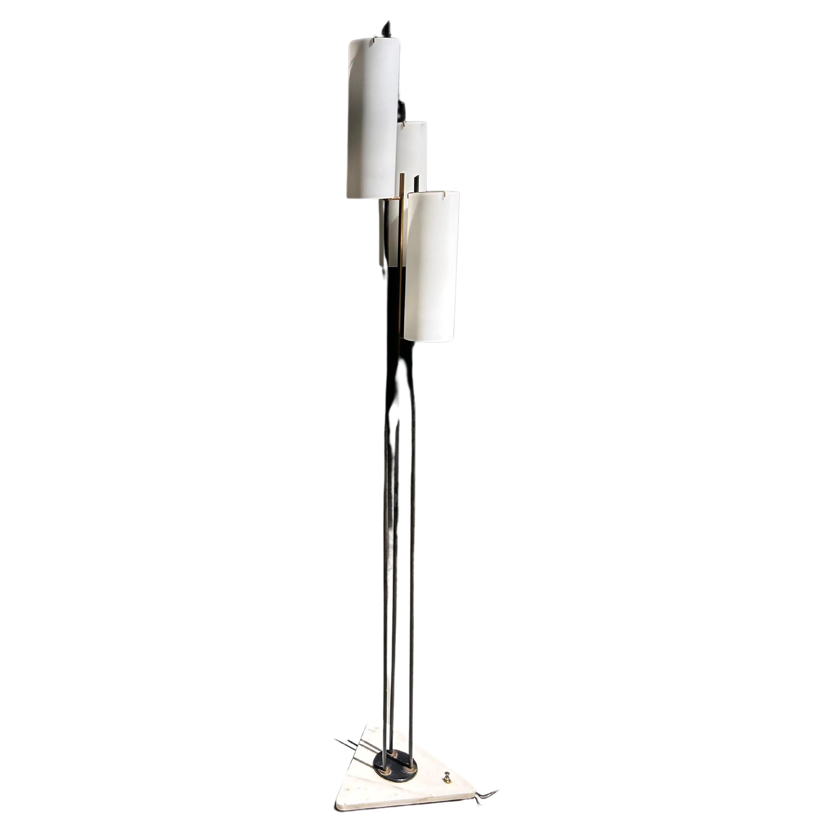 Stilnovo floorlamp in glass and Marble, circa 1950 For Sale