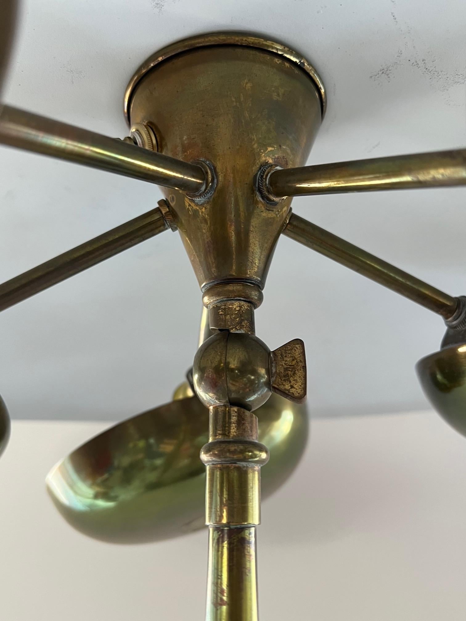 Stilnovo Floorlamp With Unusual Brass Shades 7