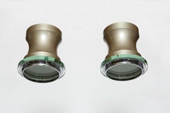 Stilnovo Flush Mount Ceiling Lights, Enameled Metal and Chrome, Italy, 1960s