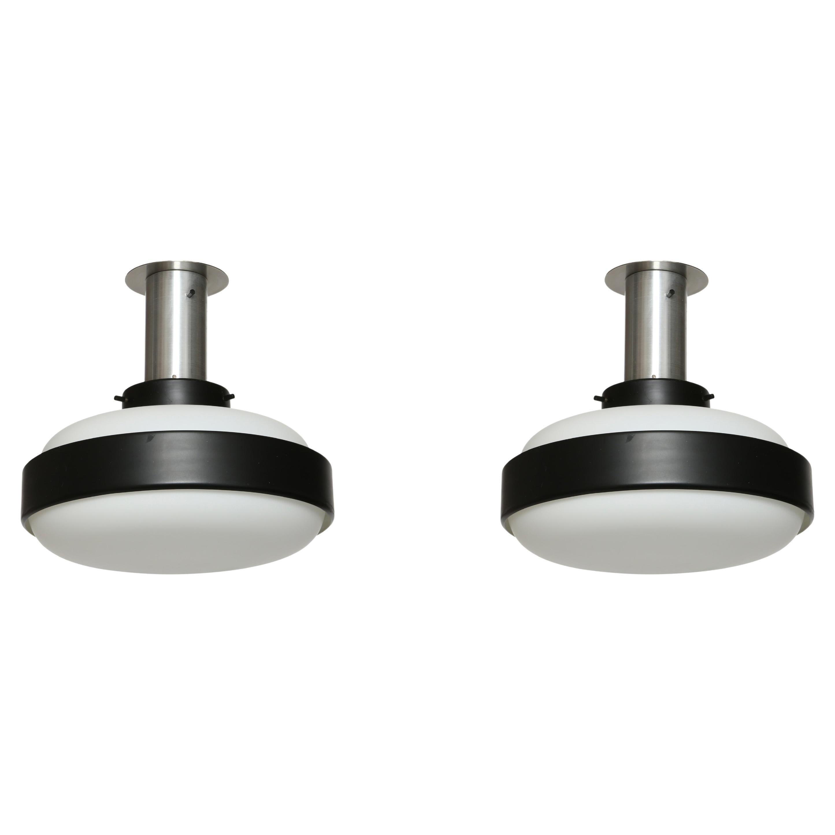 Stilnovo flush mounts ceiling lights, a pair