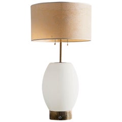 Stilnovo Glass and Brass Large Table Lamp from the 1950s