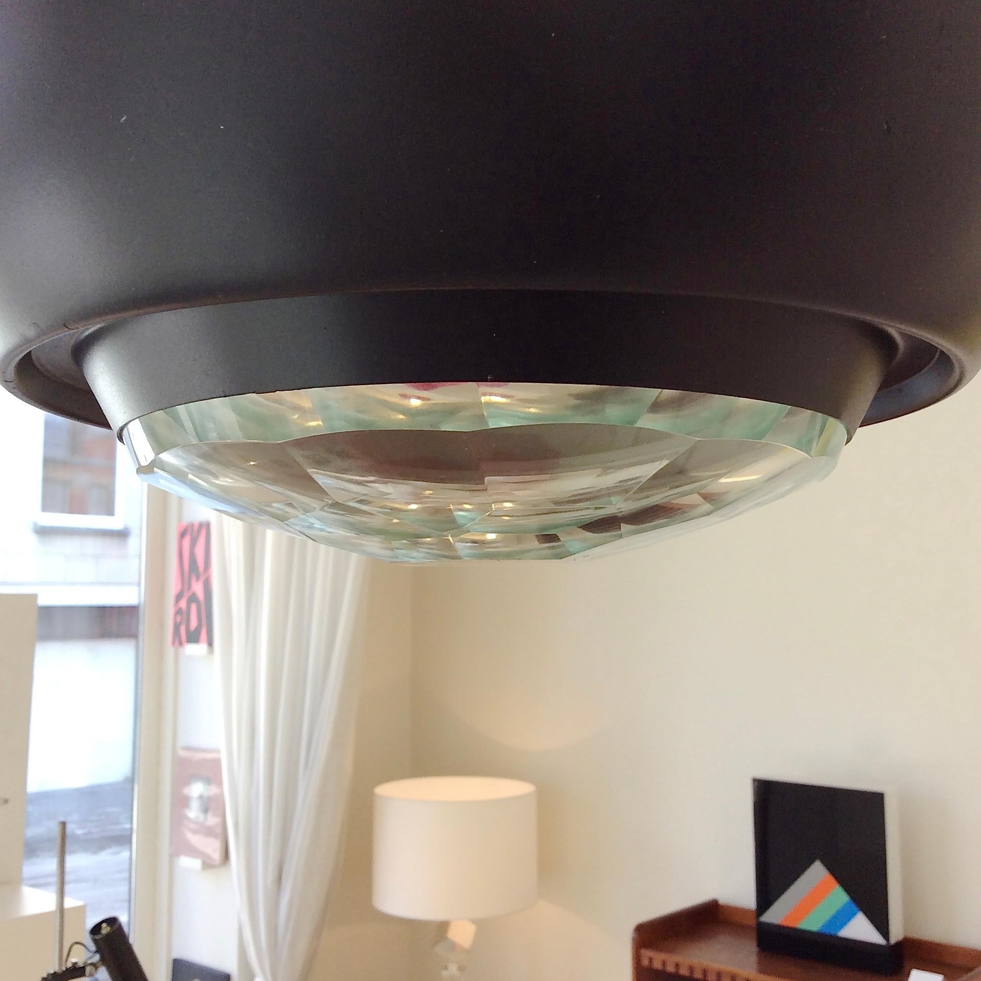 Mid-20th Century Stilnovo Glass and Metal Pendant Lamp Mod.1230, circa 1960, Italy For Sale