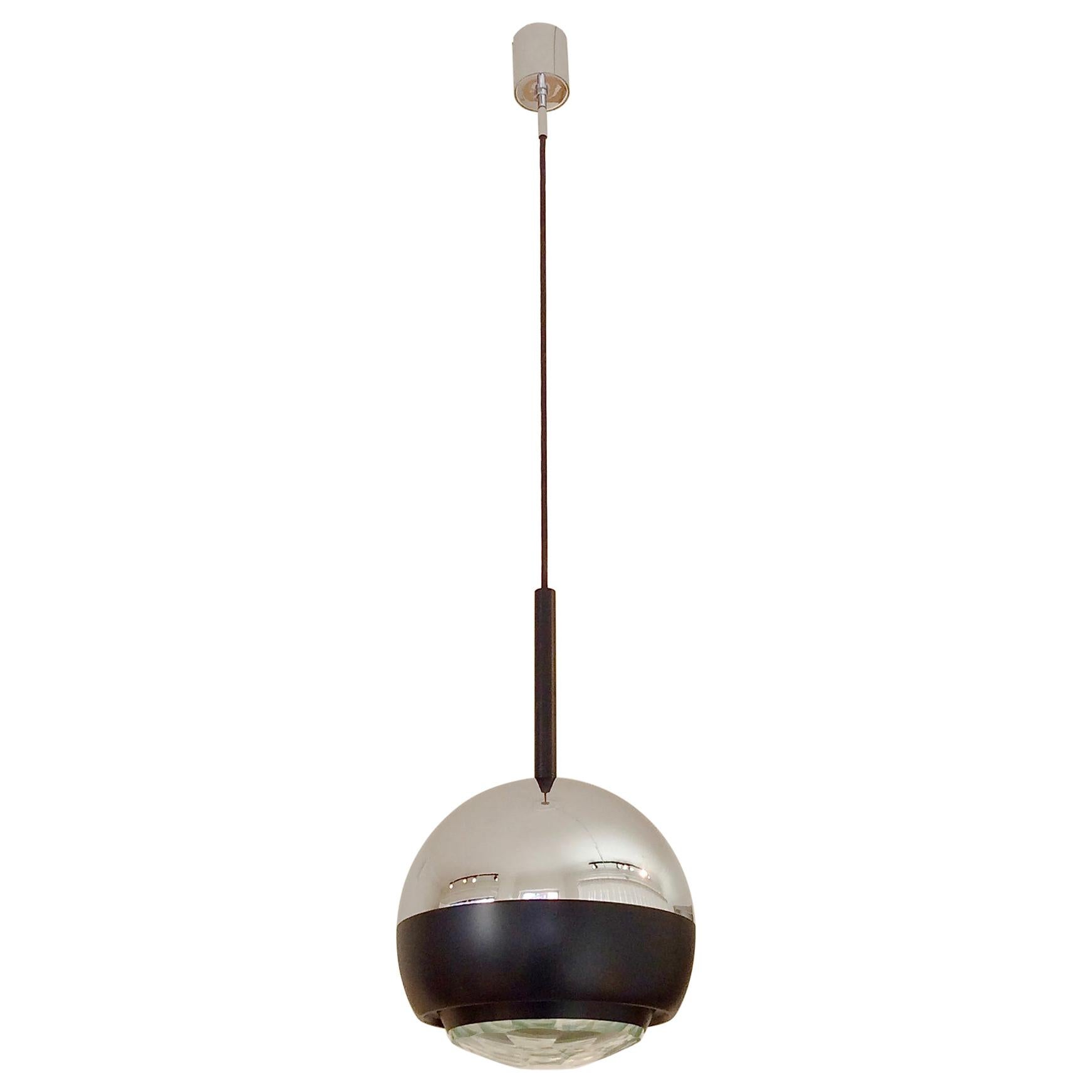 Stilnovo Glass and Metal Pendant Lamp Mod.1230, circa 1960, Italy For Sale