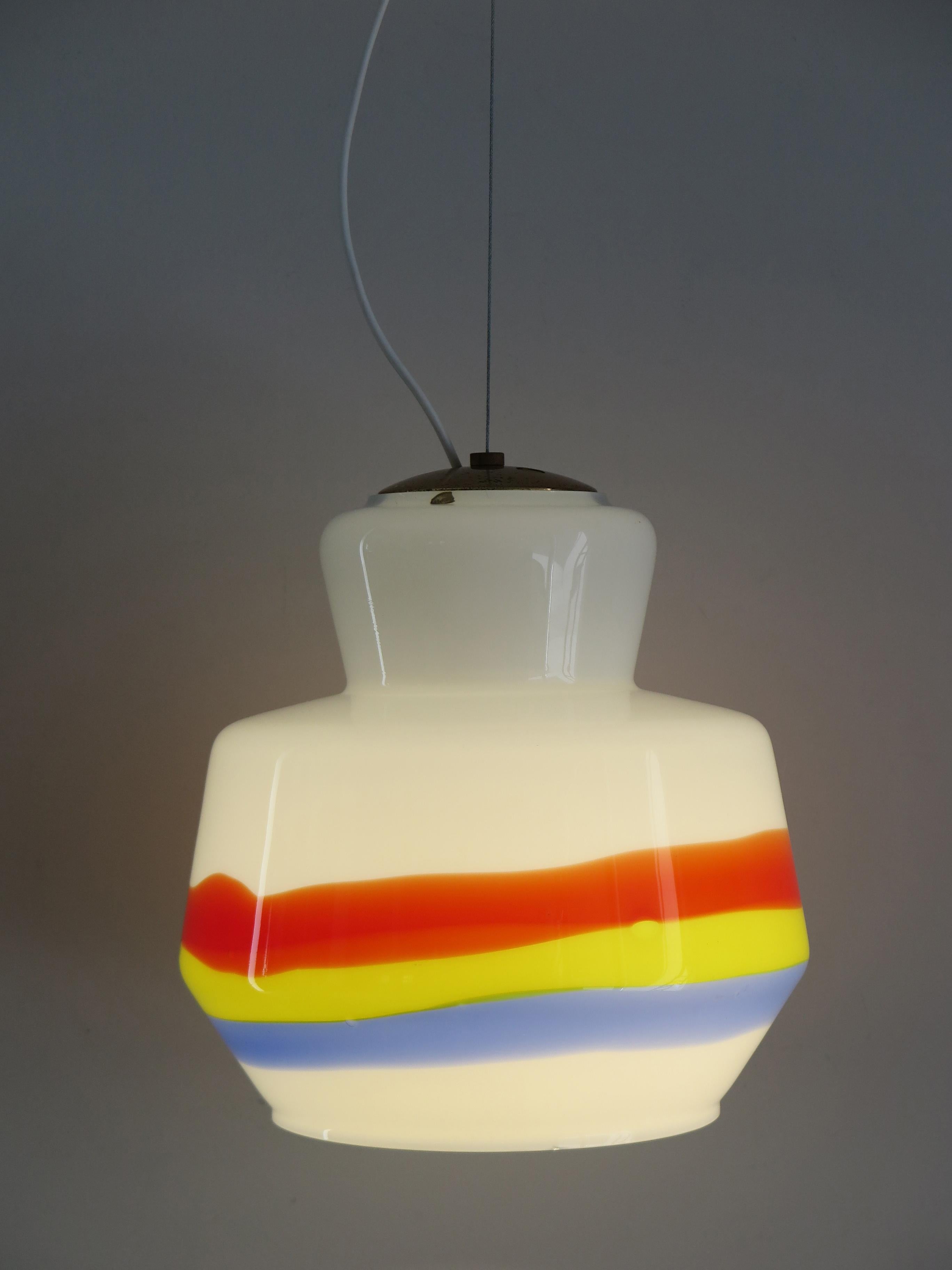 Mid-Century Modern Stilnovo Glass Italian Multi-Color Midcentury Pendant Lamp, 1950s