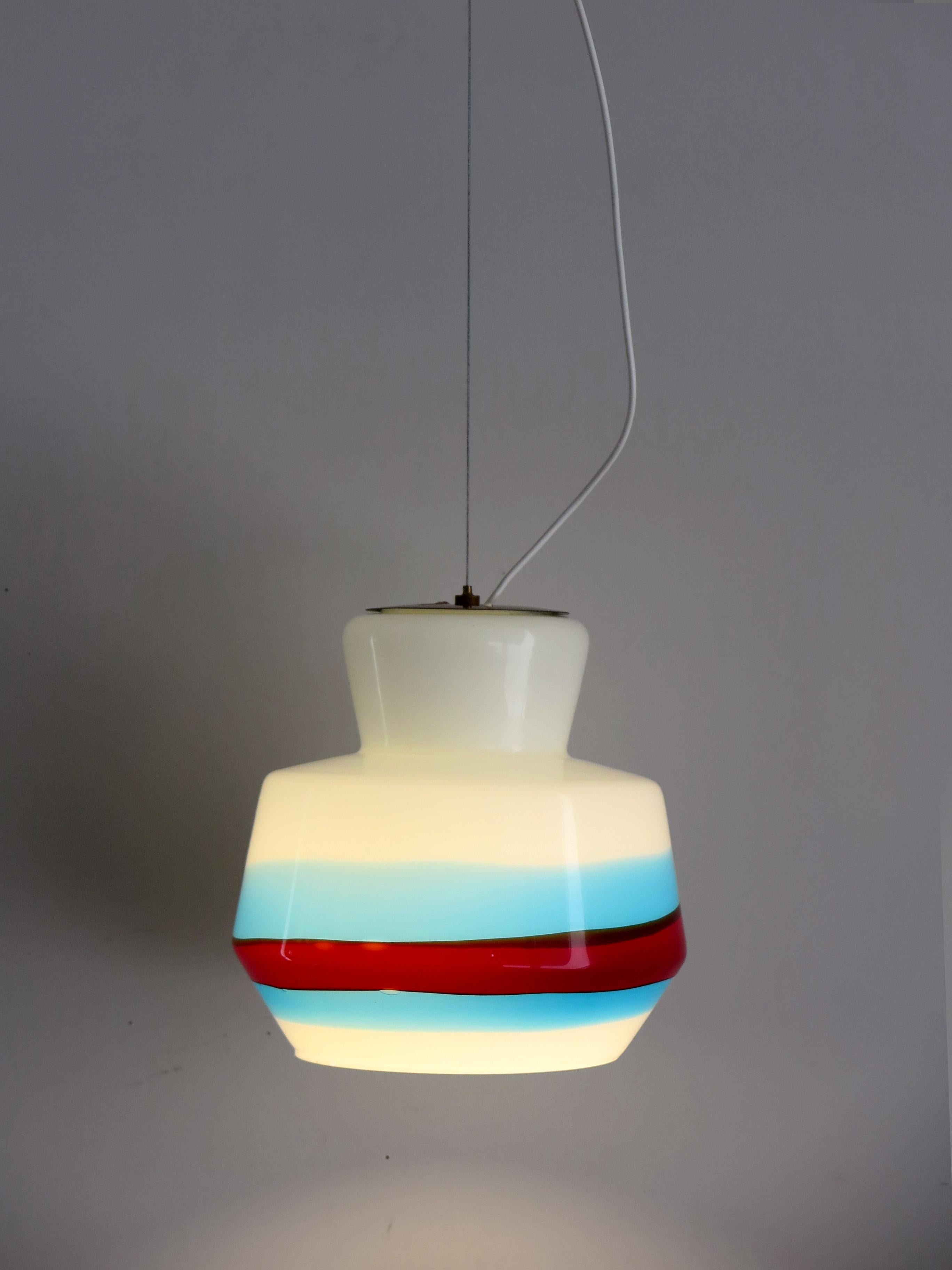 Mid-Century Modern Stilnovo Glass Multi-Color Italian Midcentury Pendant Lamp, 1950s