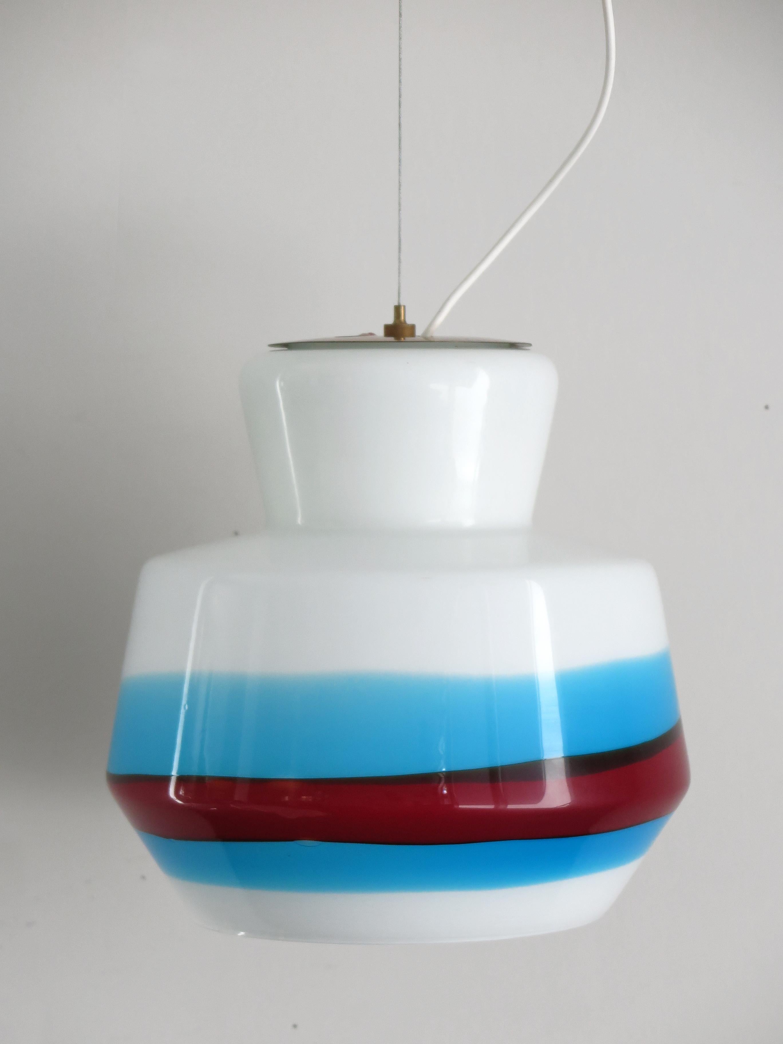 Stilnovo Glass Multi-Color Italian Midcentury Pendant Lamp, 1950s In Good Condition In Reggio Emilia, IT