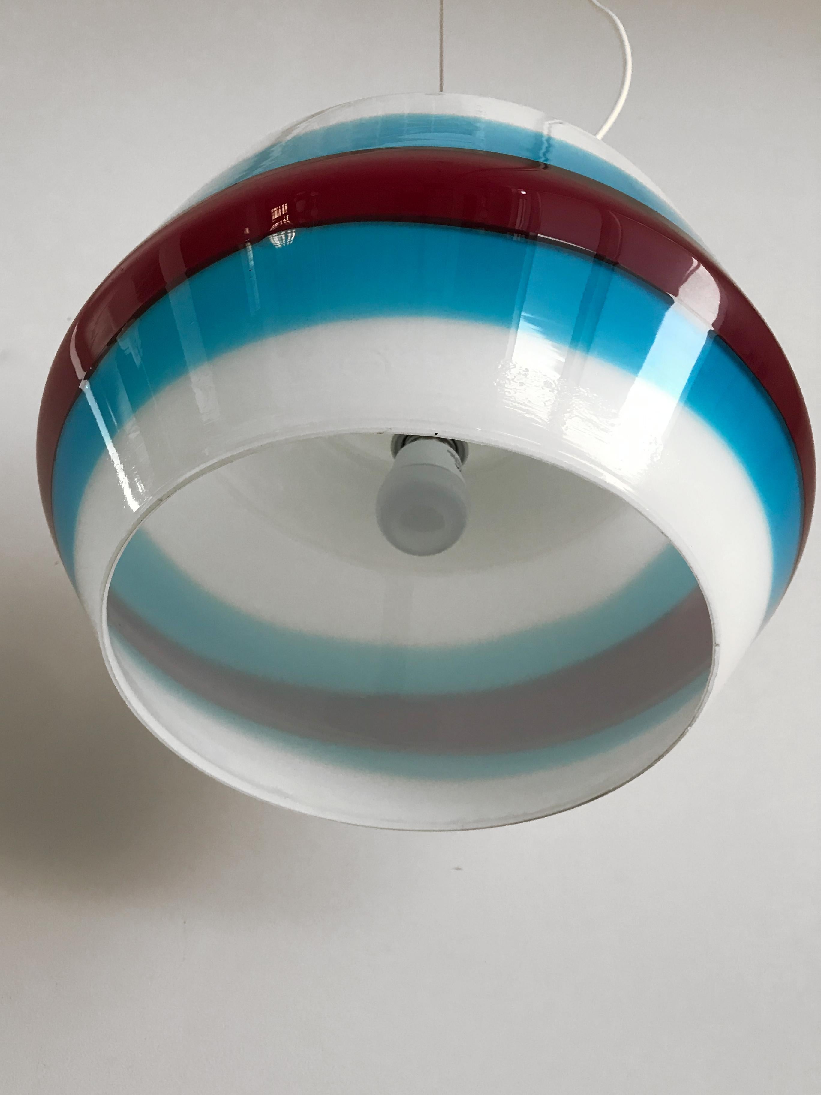 Mid-20th Century Stilnovo Glass Multi-Color Italian Midcentury Pendant Lamp, 1950s