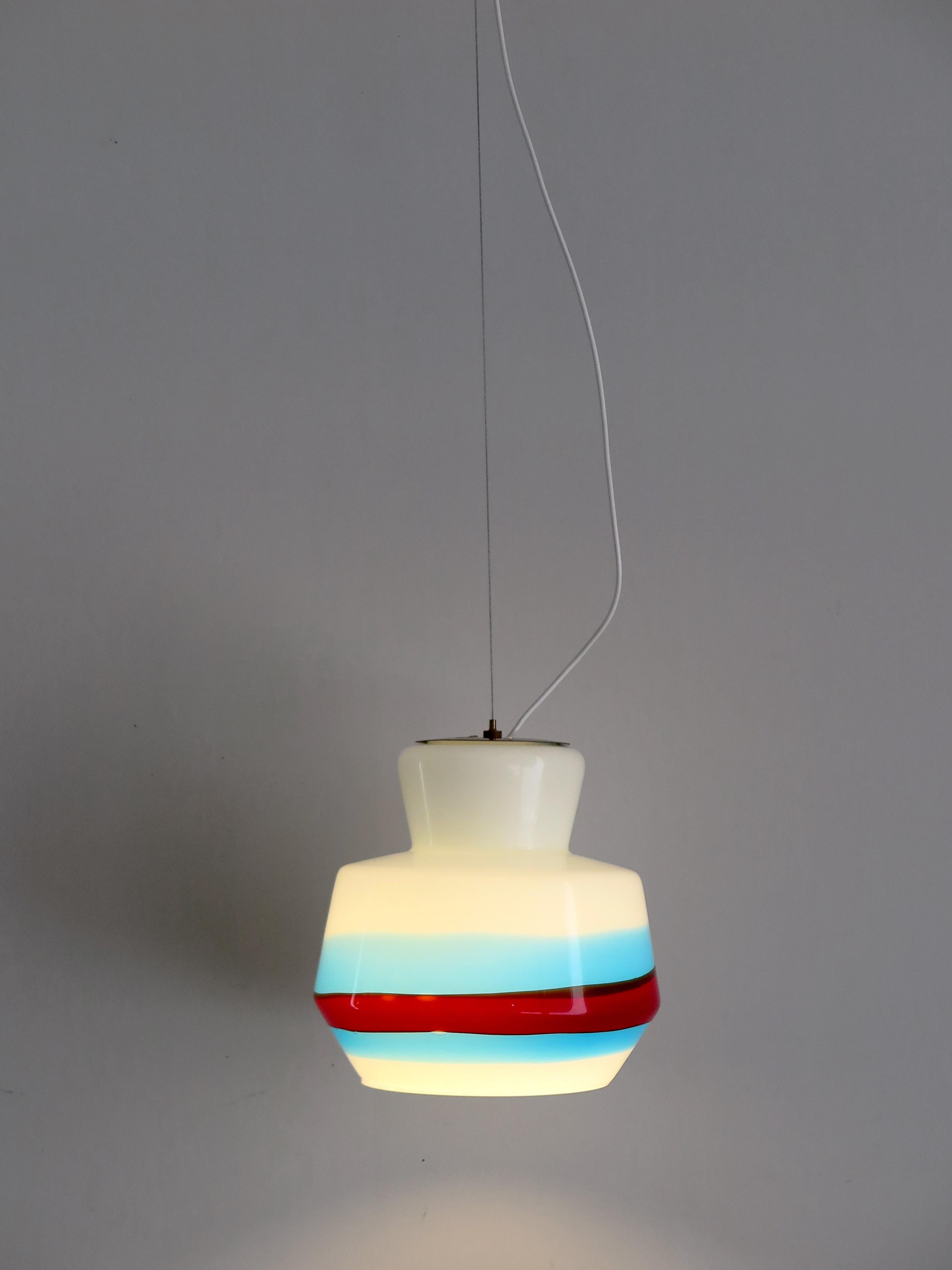 Stilnovo Glass Multi-Color Italian Midcentury Pendant Lamps Set, 1950s 4