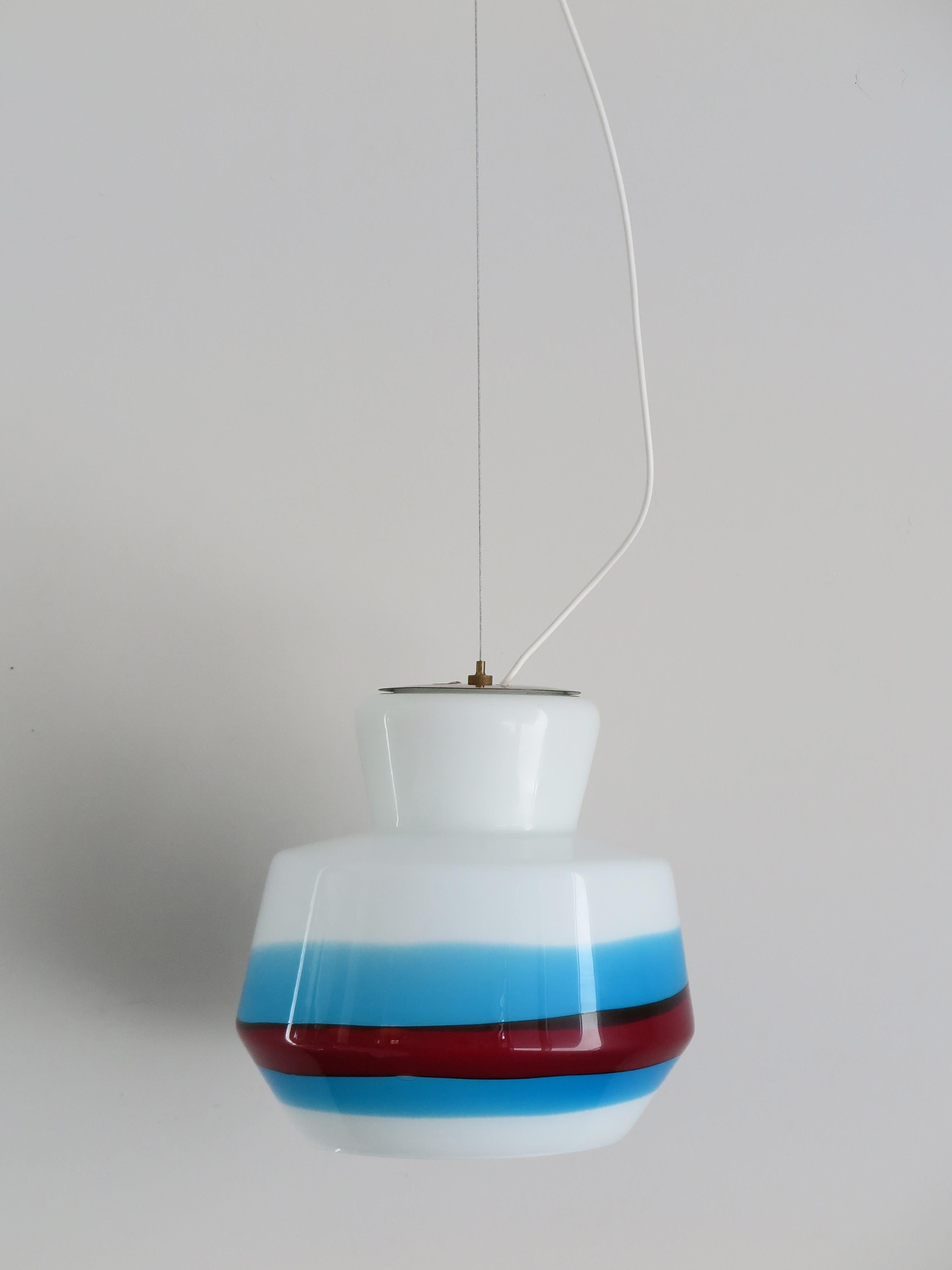Stilnovo Glass Multi-Color Italian Midcentury Pendant Lamps Set, 1950s 5