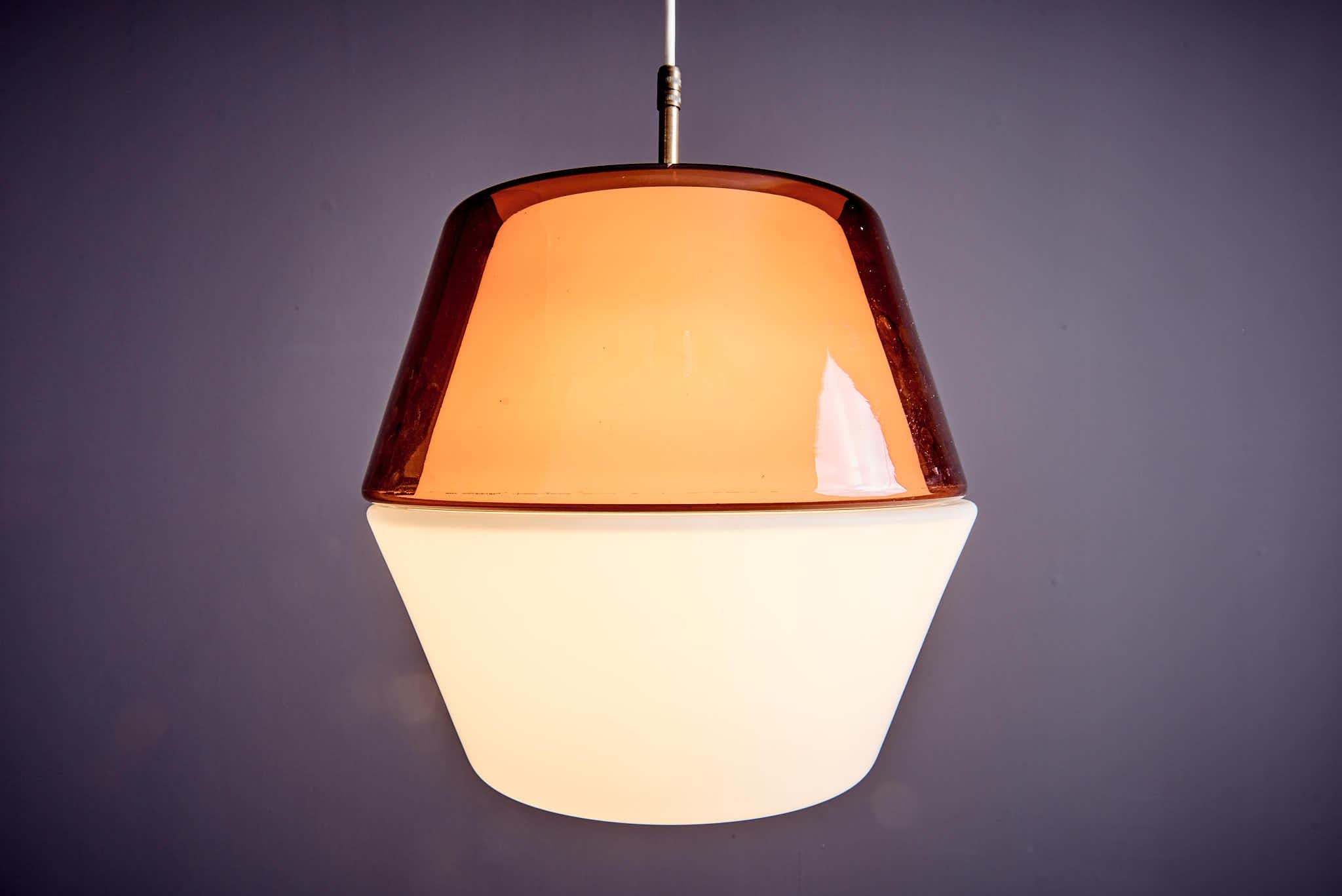 Mid-Century Modern Stilnovo Glass Pendant Lamp For Sale