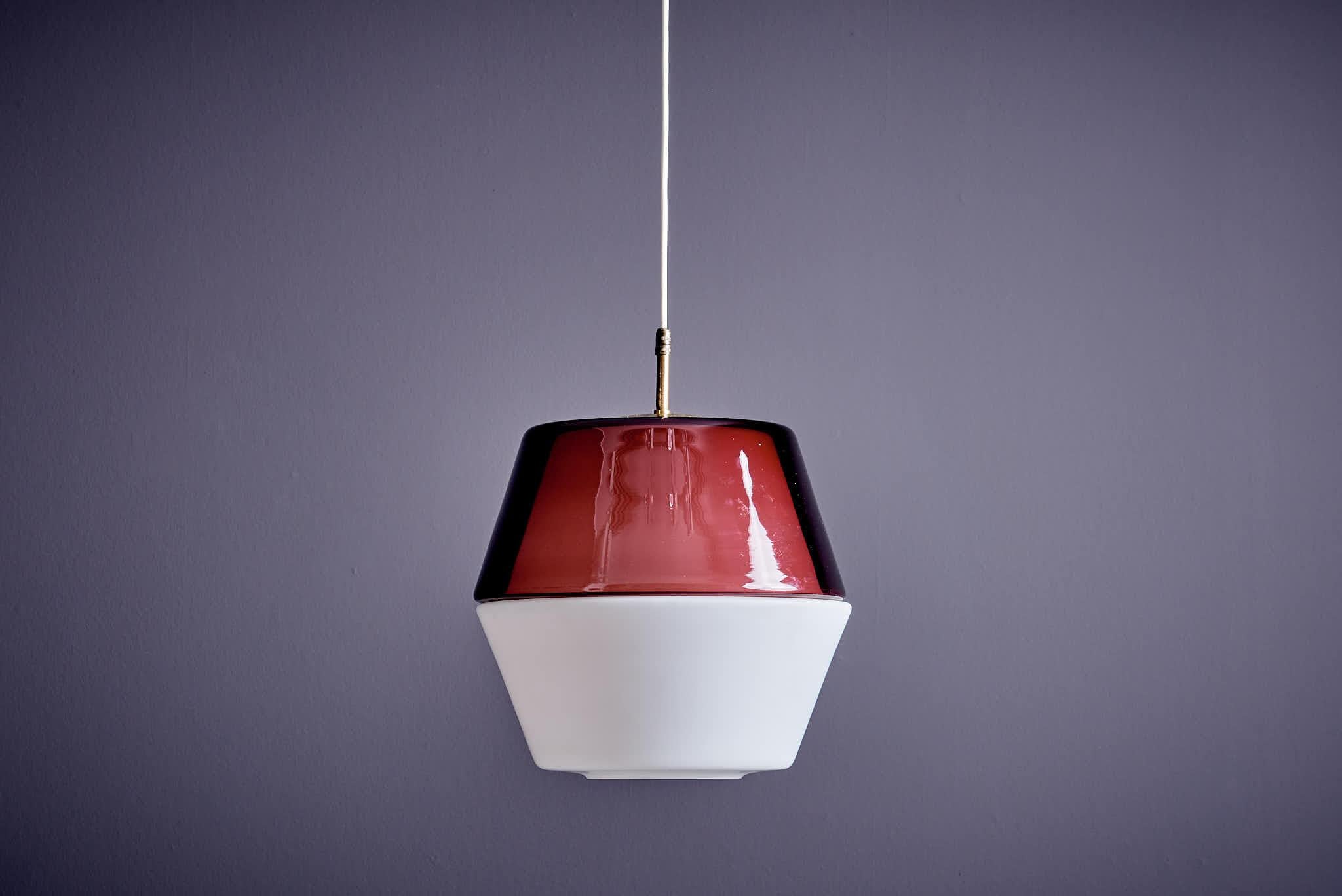 Italian Stilnovo Glass Pendant Lamp For Sale