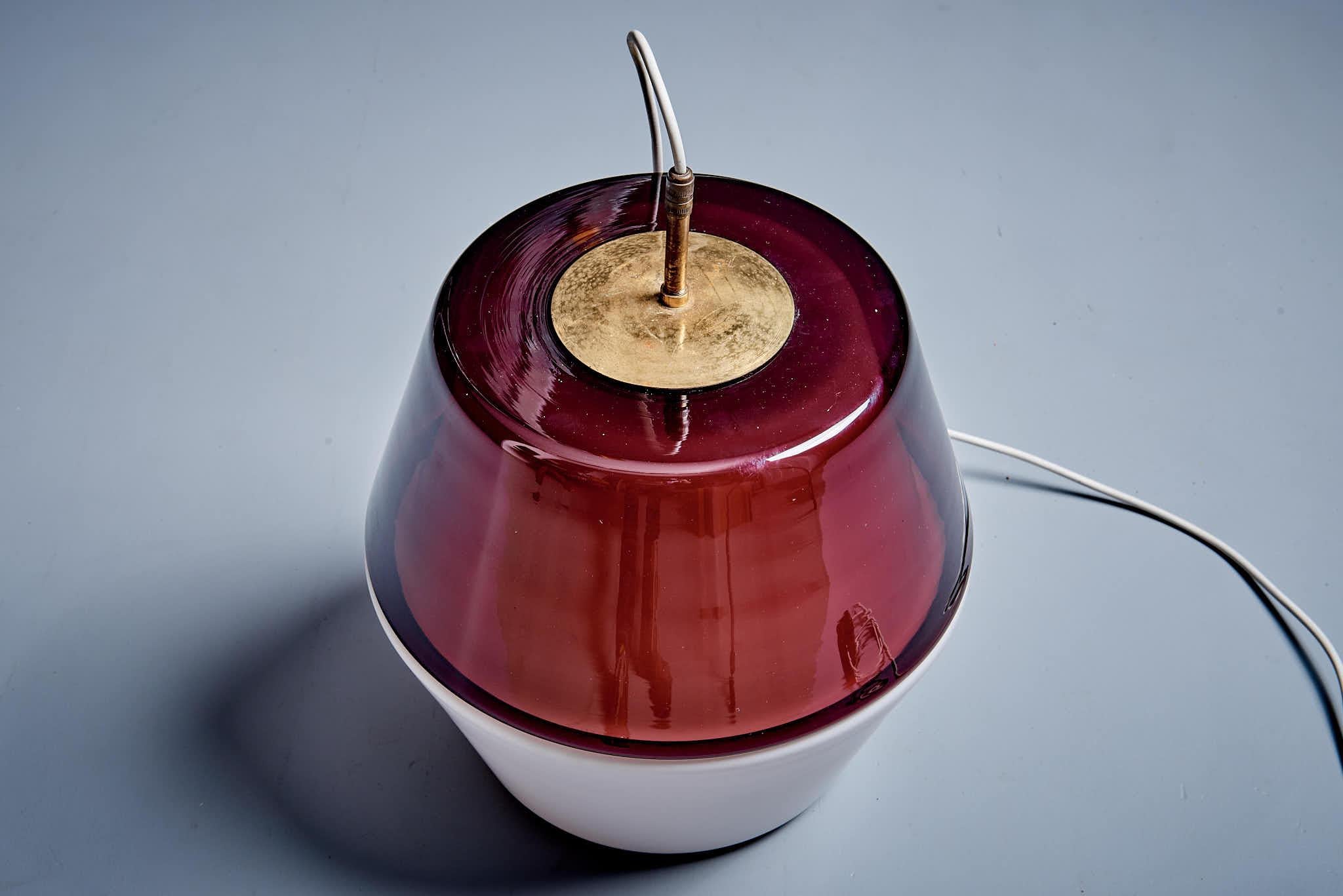 Mid-20th Century Stilnovo Glass Pendant Lamp For Sale