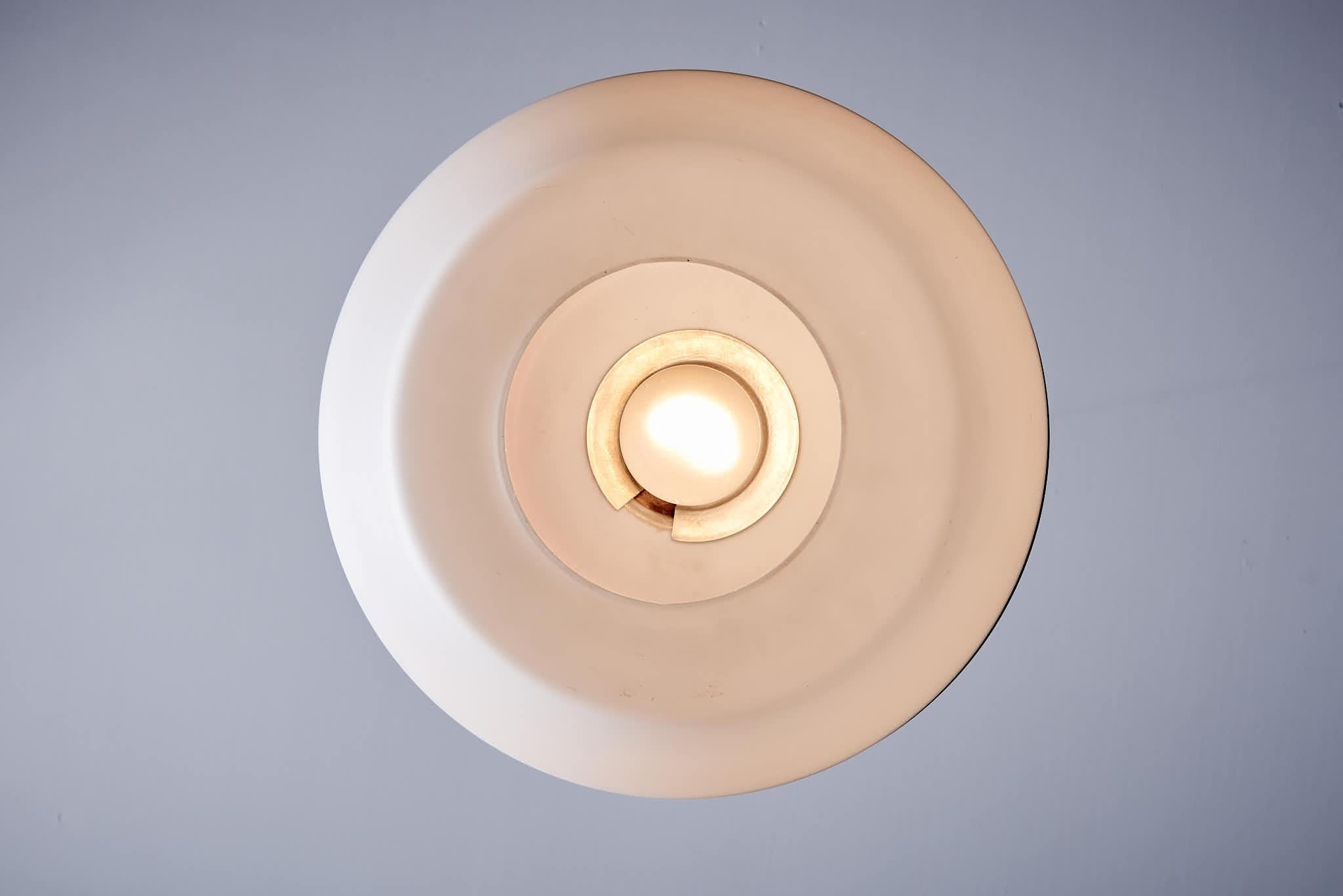 Brass Stilnovo Glass Pendant Lamp For Sale