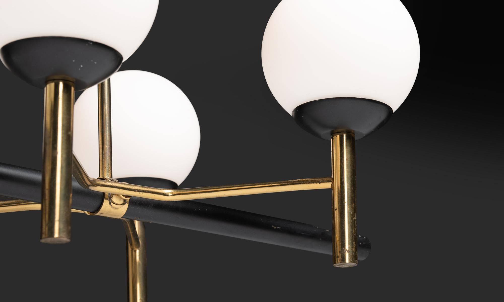 Stilnovo Globe Chandelier, Italy 1950 In Distressed Condition In Culver City, CA