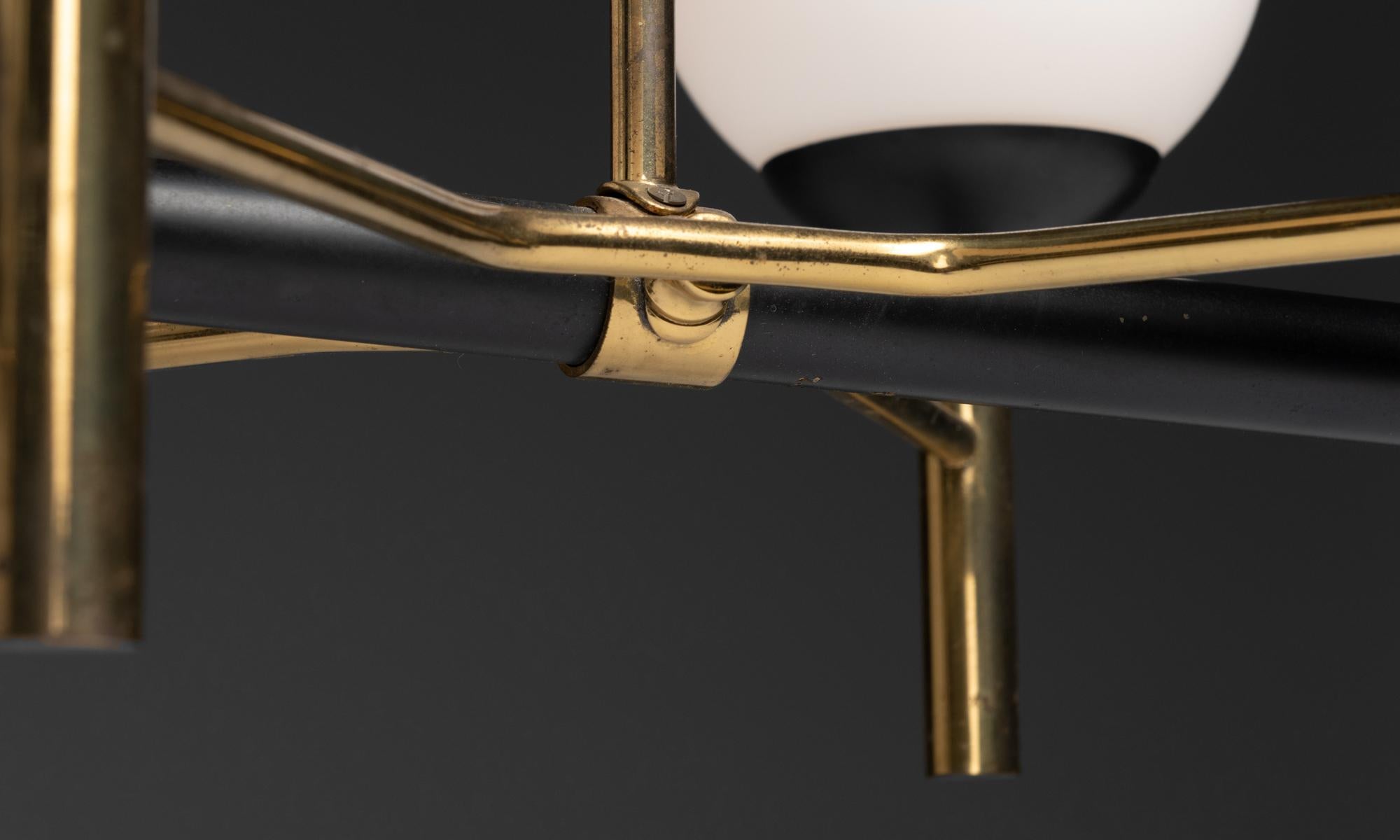 Brass Stilnovo Globe Chandelier, Italy 1950