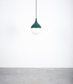 Stilnovo Green Ball Pendant Lamp Opal Glass, circa 1950