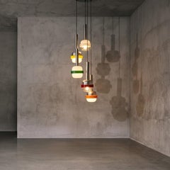 Stilnovo in the manner pendant 5 colored elements from the 60's.