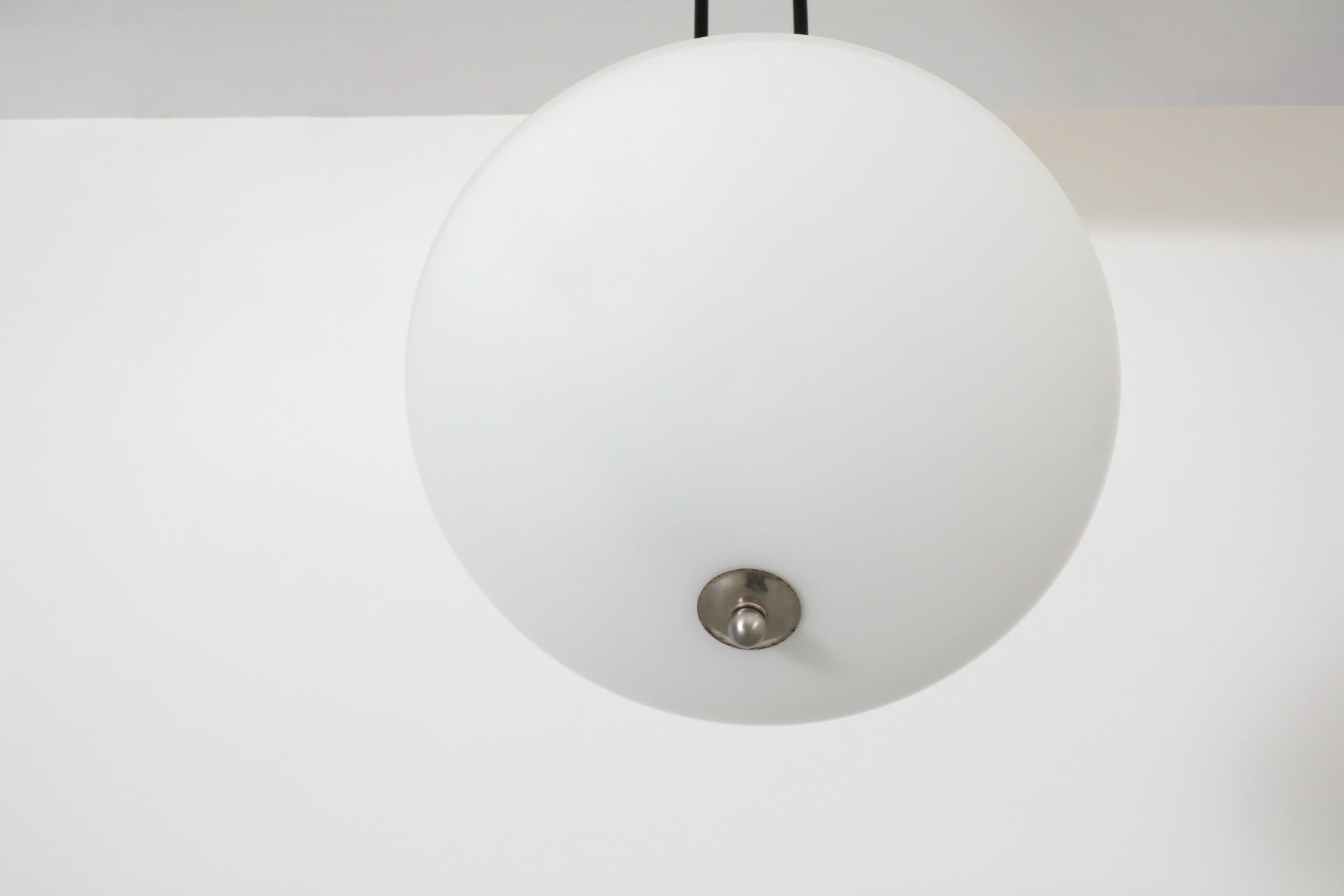 Stilnovo Inspired Ceiling Light with Articulating Arm & Frosted Glass Disc Shade For Sale 2