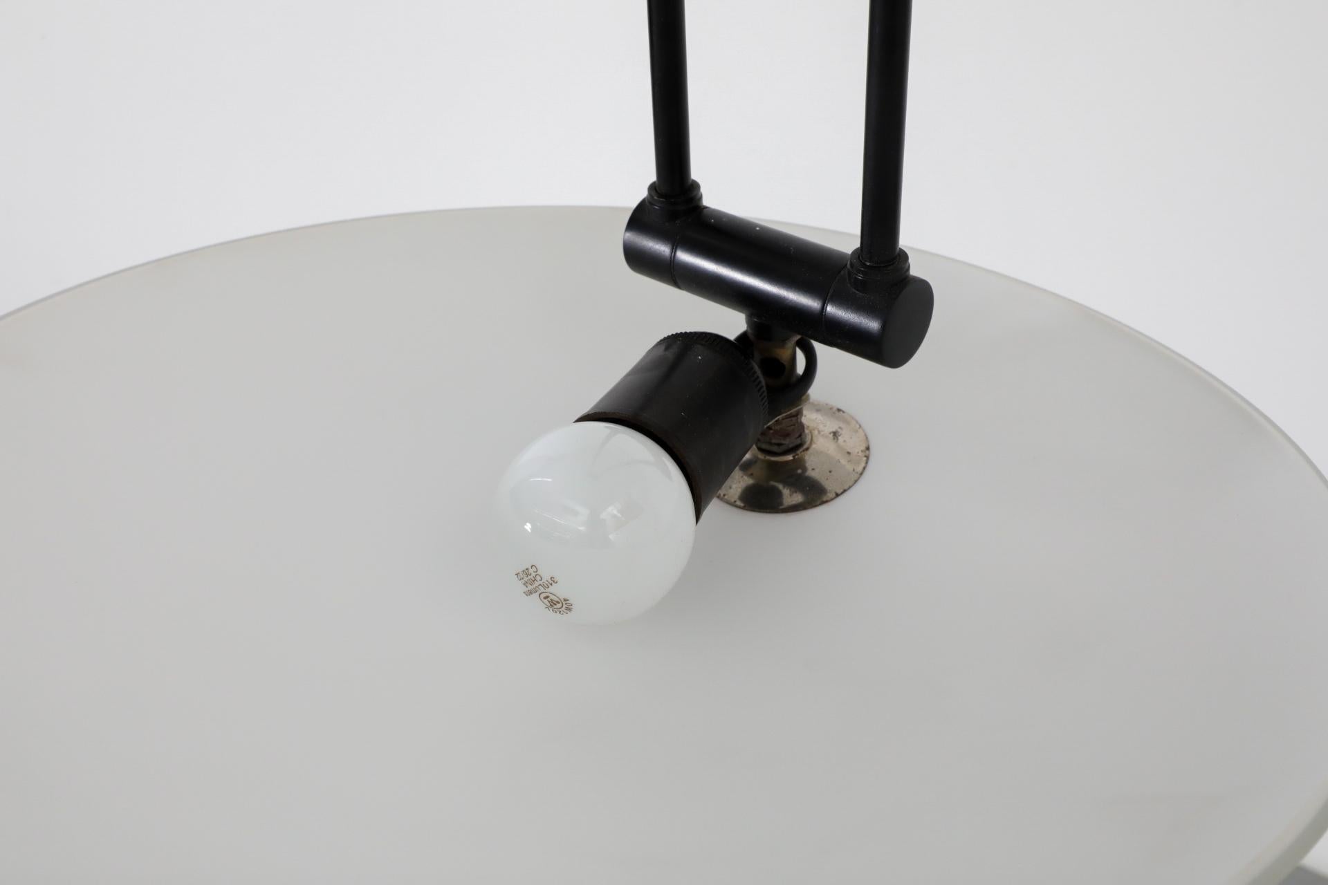 Stilnovo Inspired Ceiling Light with Articulating Arm & Frosted Glass Disc Shade For Sale 3