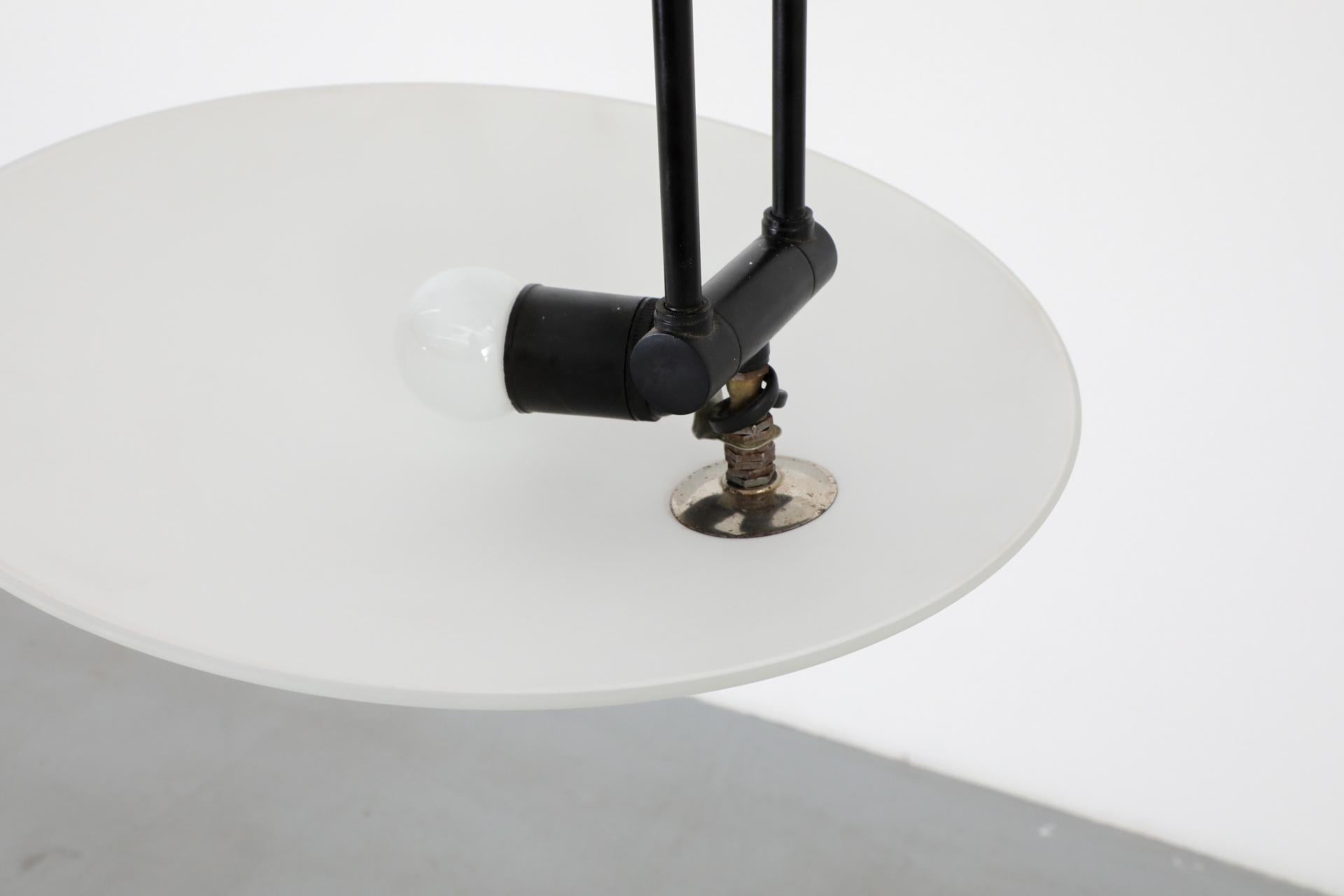 Stilnovo Inspired Ceiling Light with Articulating Arm & Frosted Glass Disc Shade For Sale 7