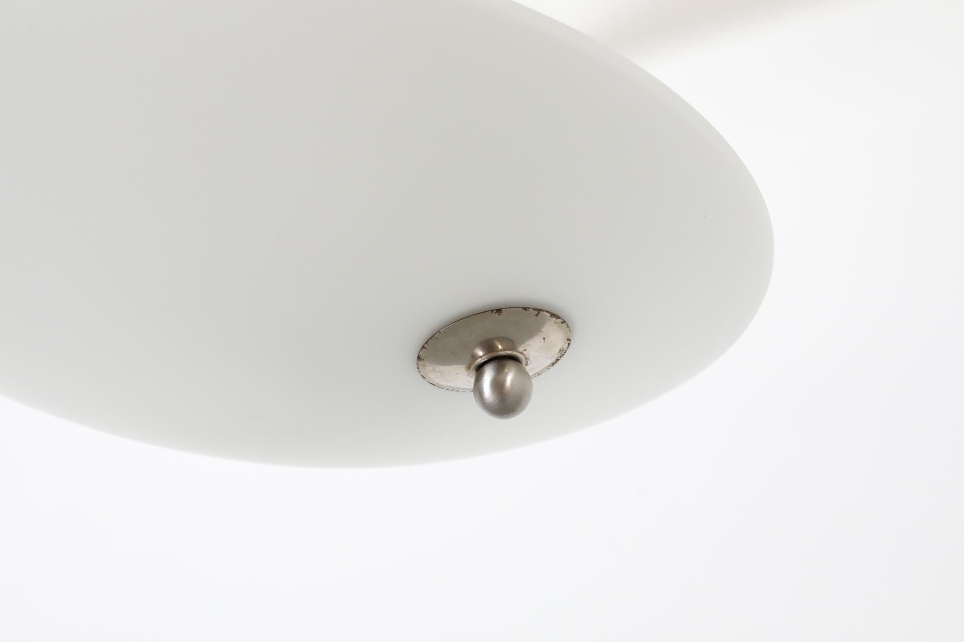 Stilnovo Inspired Ceiling Light with Articulating Arm & Frosted Glass Disc Shade For Sale 8