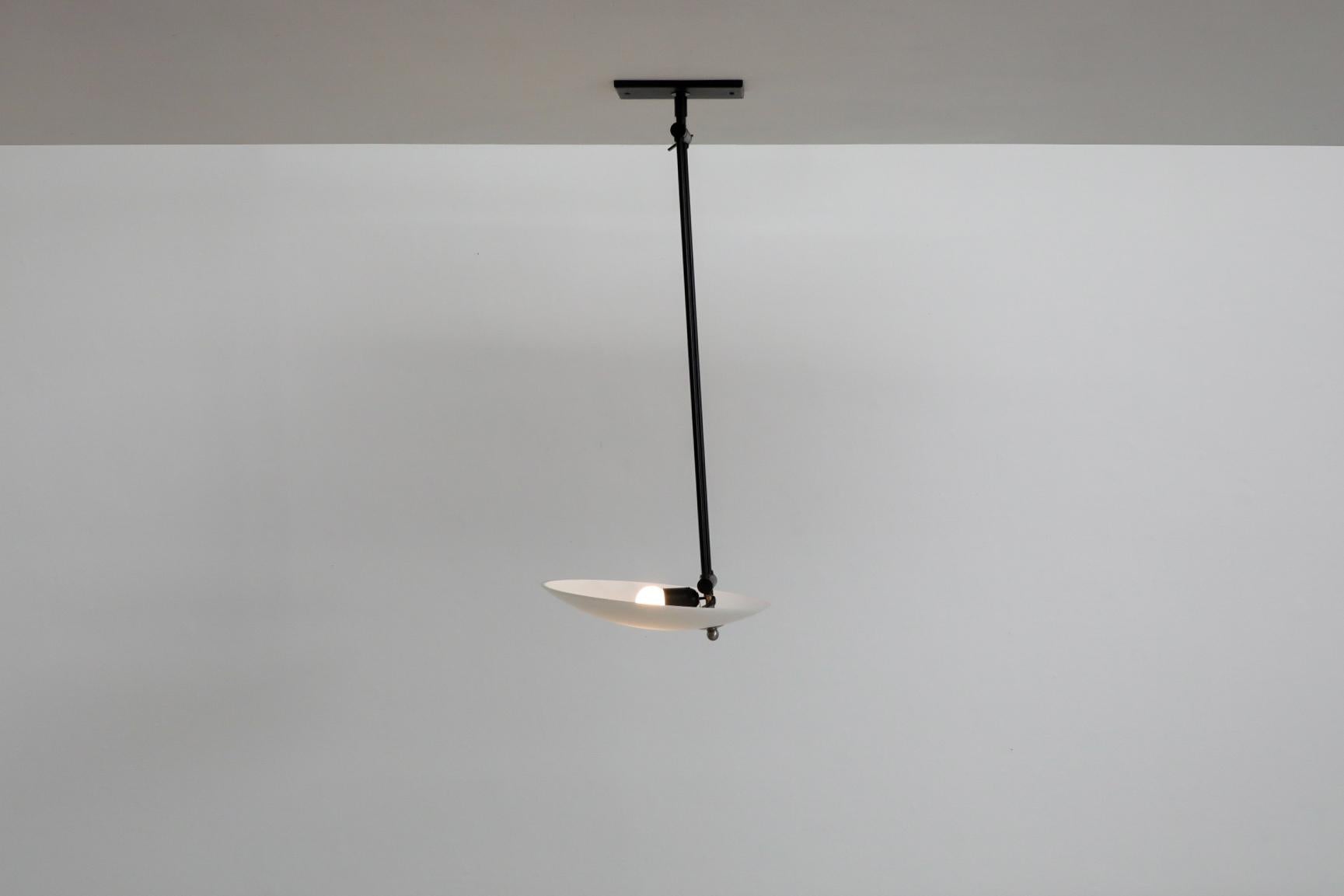 Stilnovo Inspired Ceiling Light with Articulating Arm & Frosted Glass Disc Shade For Sale 9