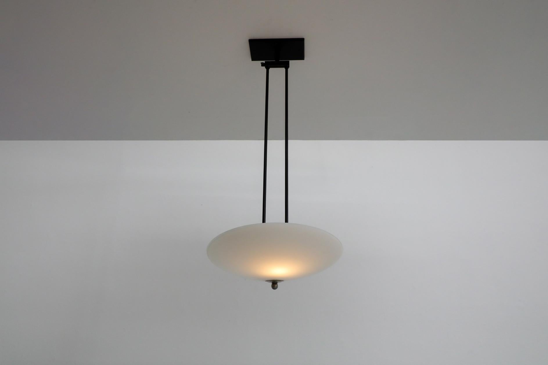 Stilnovo Inspired Ceiling Light with Articulating Arm & Frosted Glass Disc Shade For Sale 10