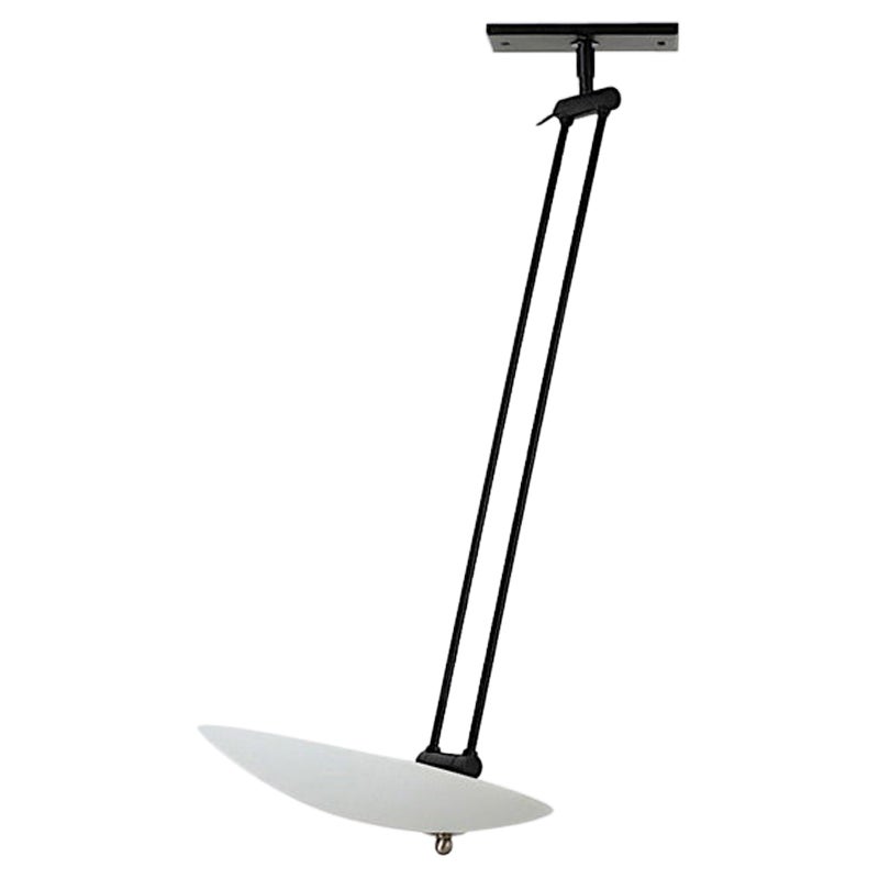 Stilnovo Inspired Ceiling Light with Articulating Arm & Frosted Glass Disc Shade
