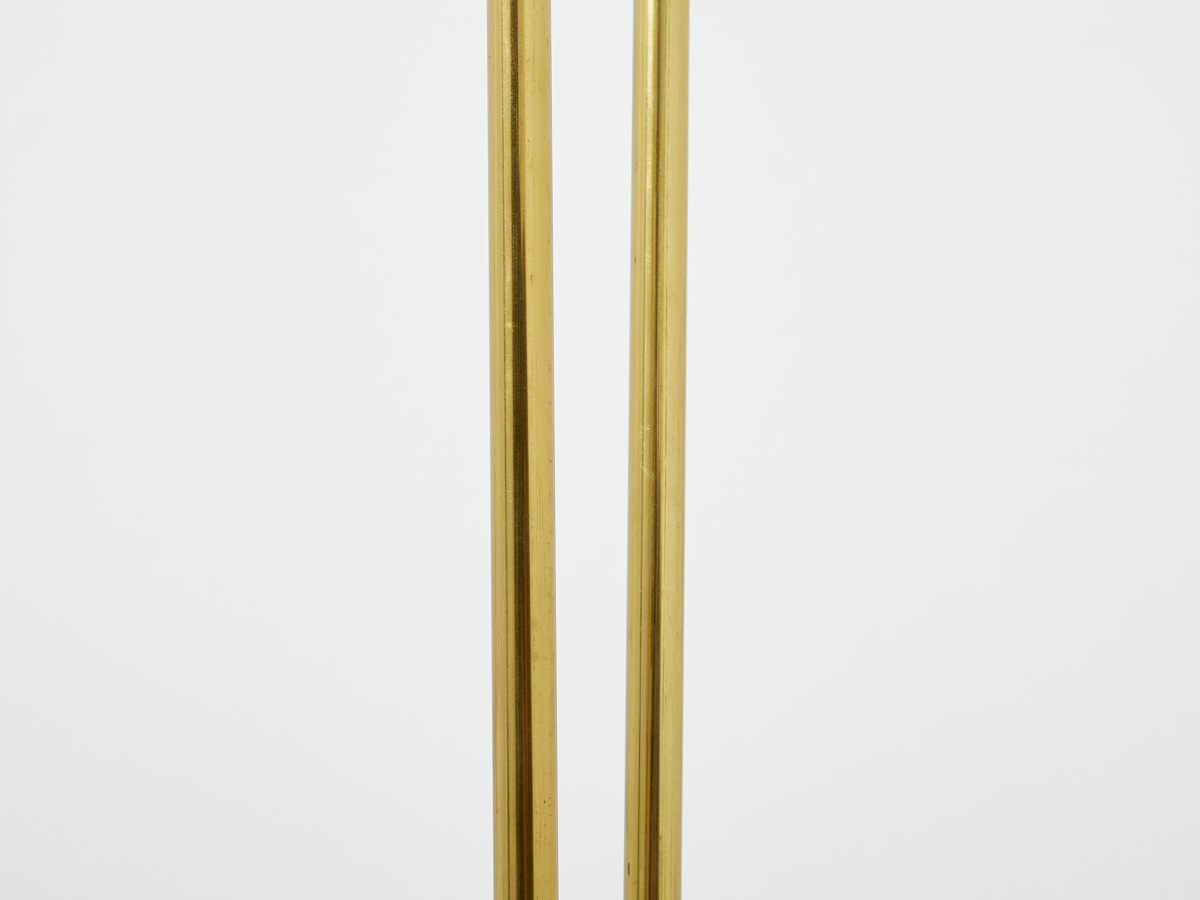Italian Brass and Opaline Floor Lamp Marble Base, 1960s For Sale 5