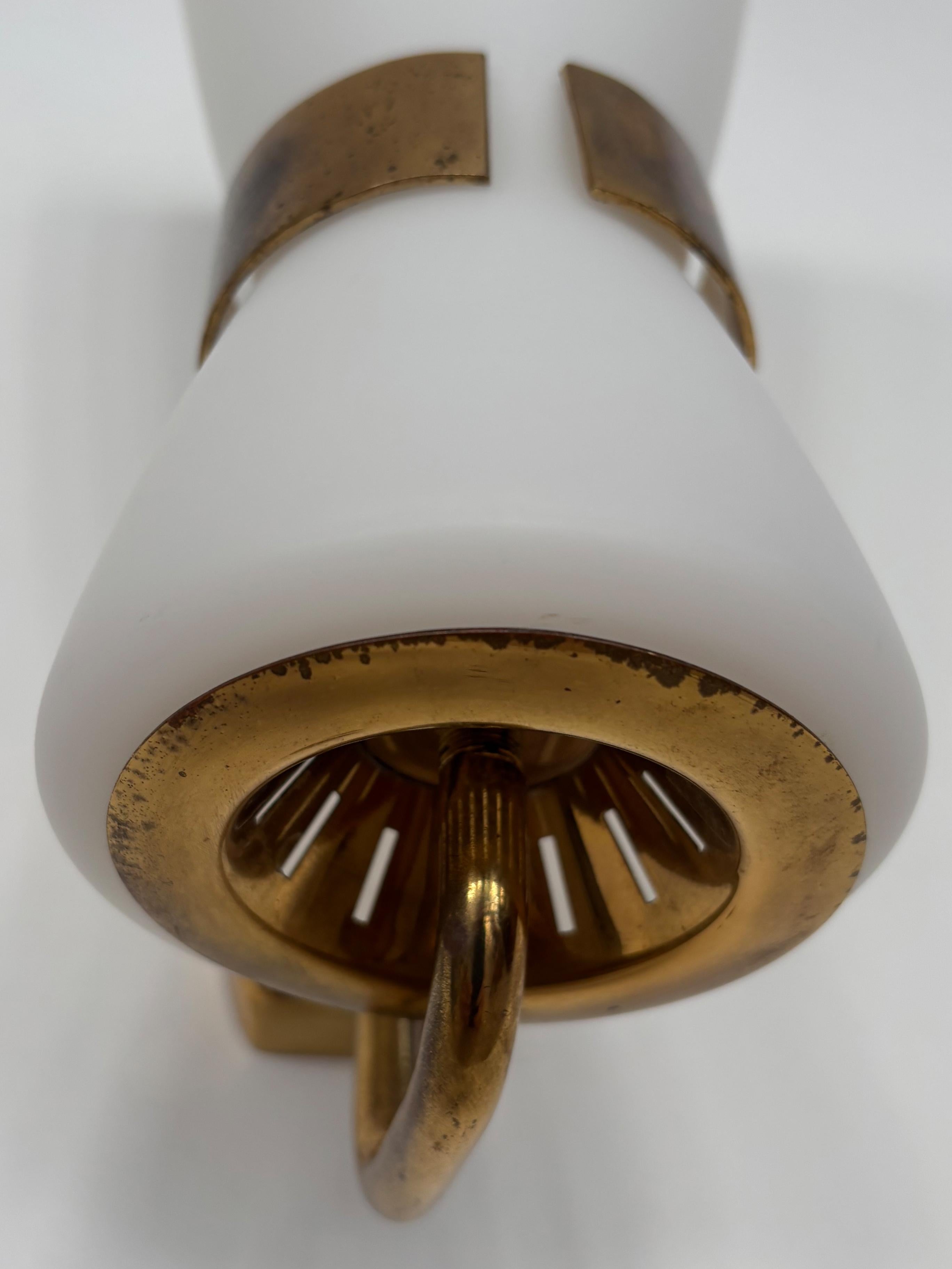 Stilnovo Italian Brass Glass Midcentury Sconces Wall Lights 1950s For Sale 6