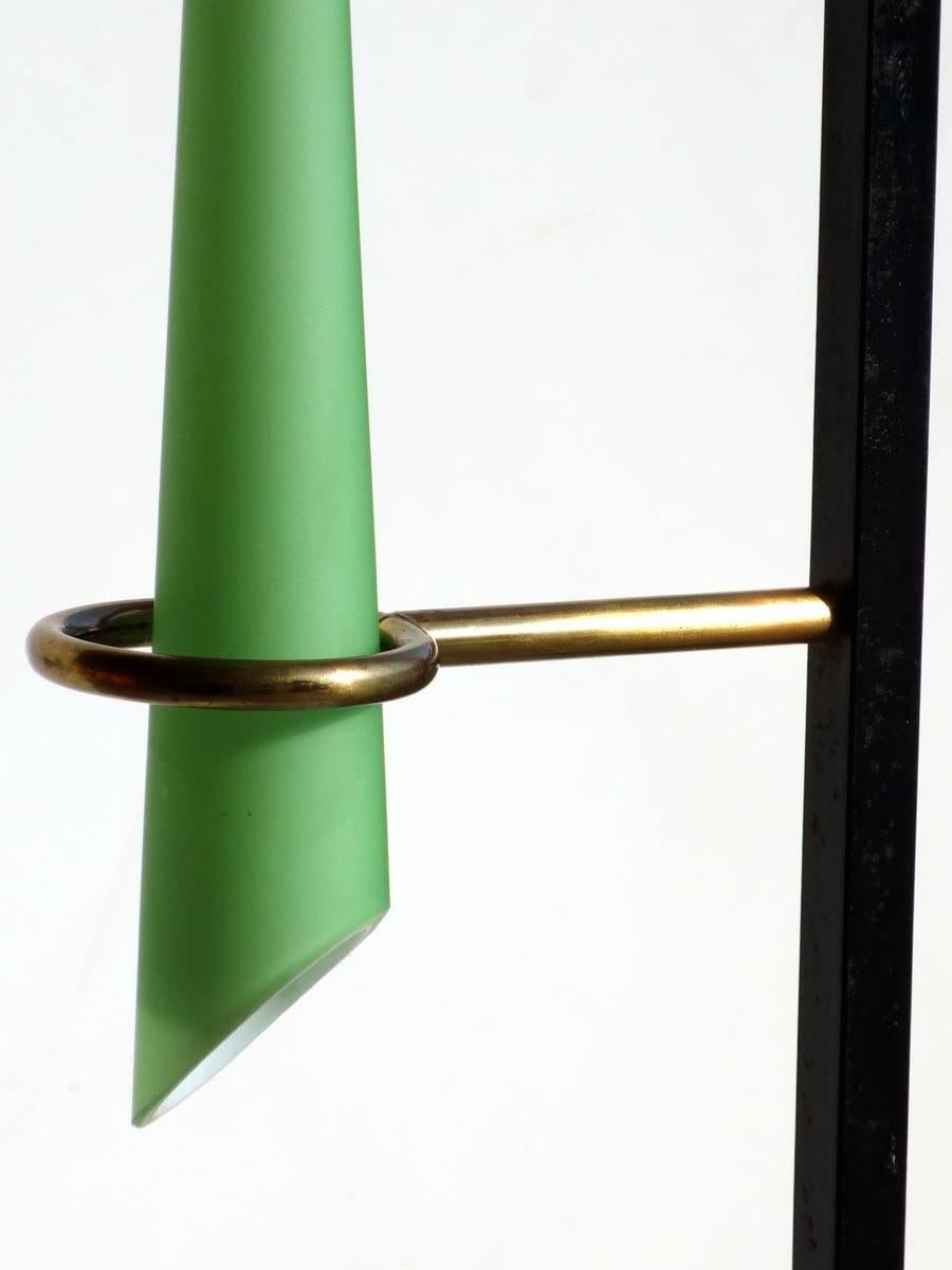 Stilnovo Italian Design 1950s Midcentury Red Green Glass Floor Lamp For Sale 2