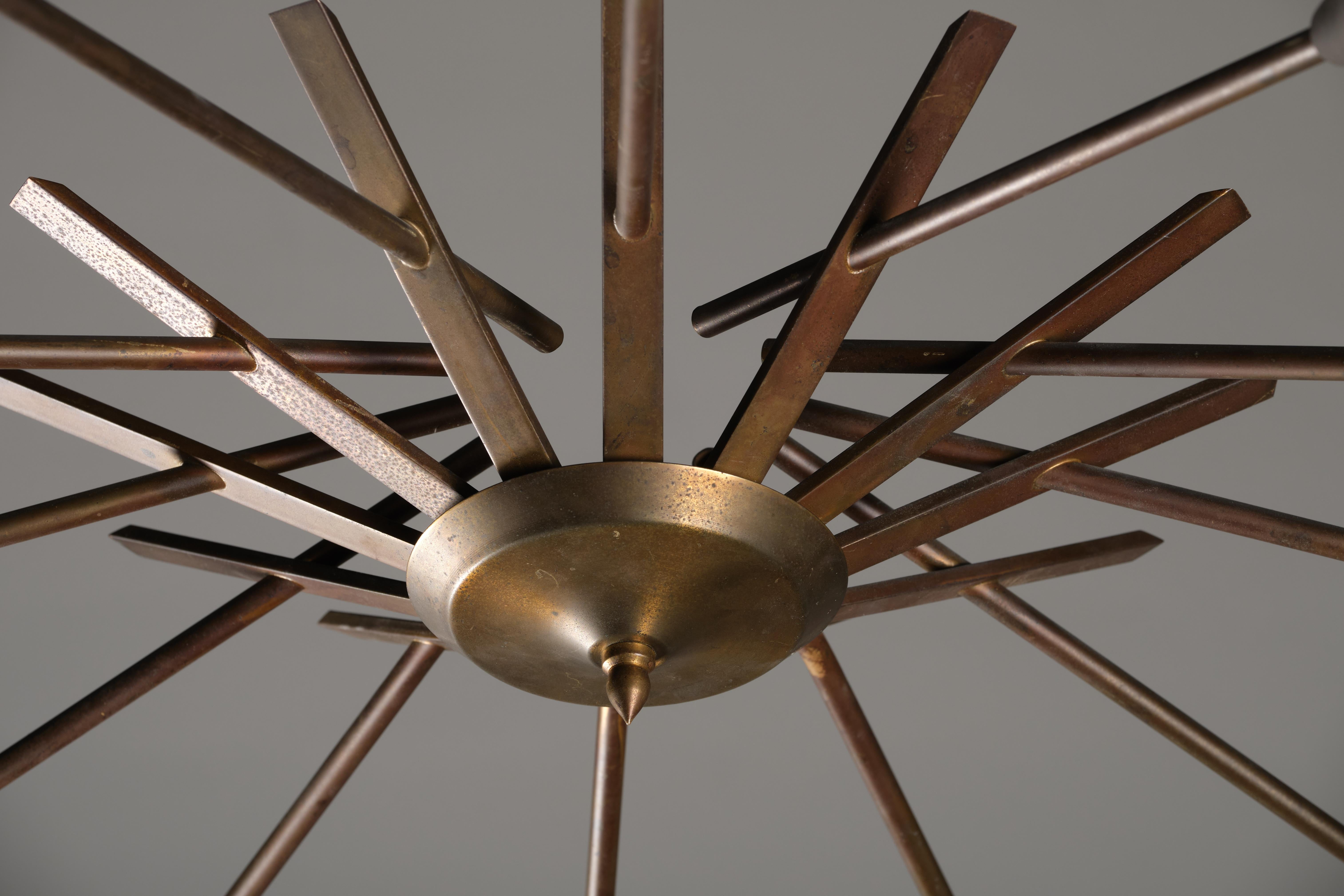 Stilnovo, Italian design - Metal and glass suspension lamp with 12 light - 1960s 2